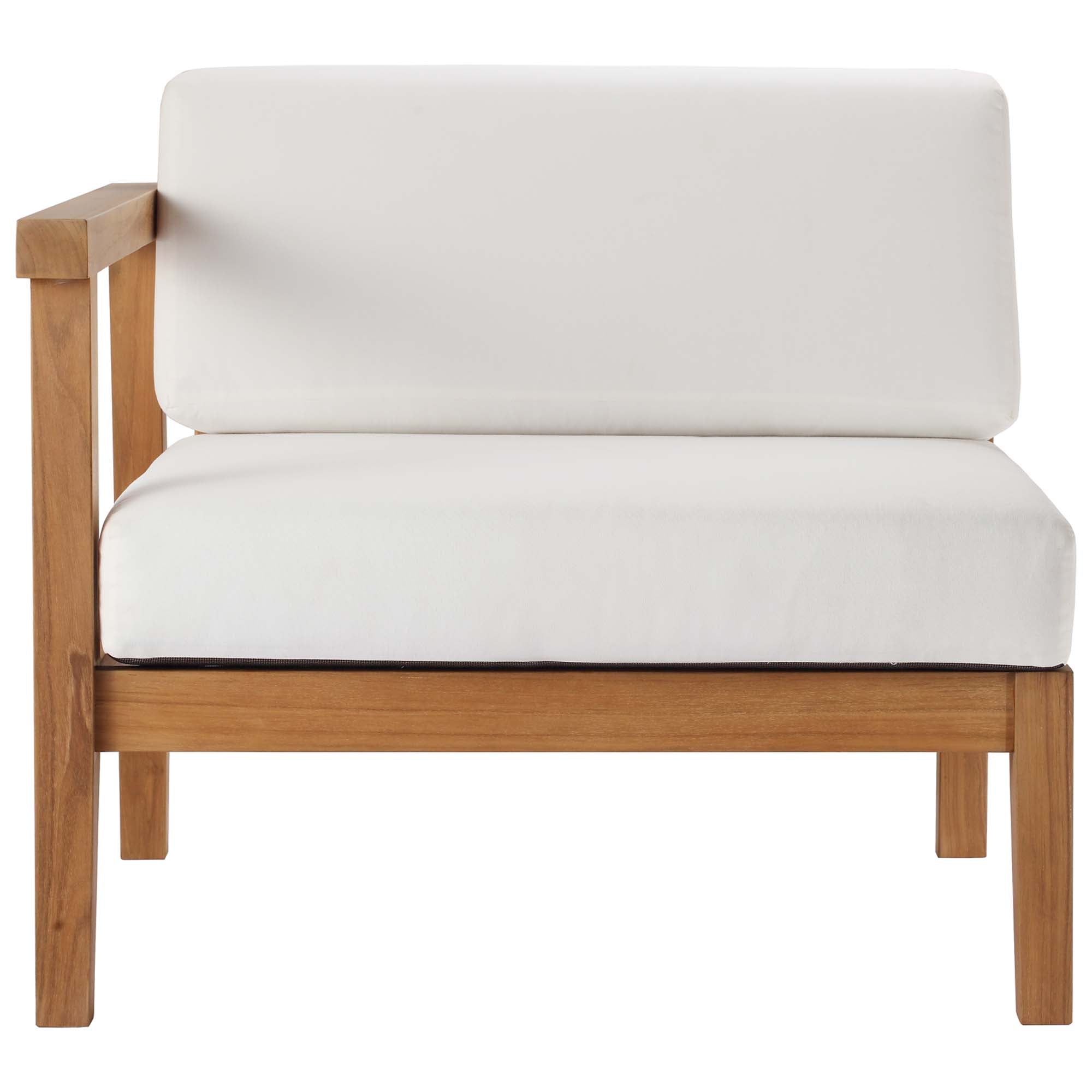 Bayport Outdoor Patio Teak Wood Left-Arm Chair, Natural White