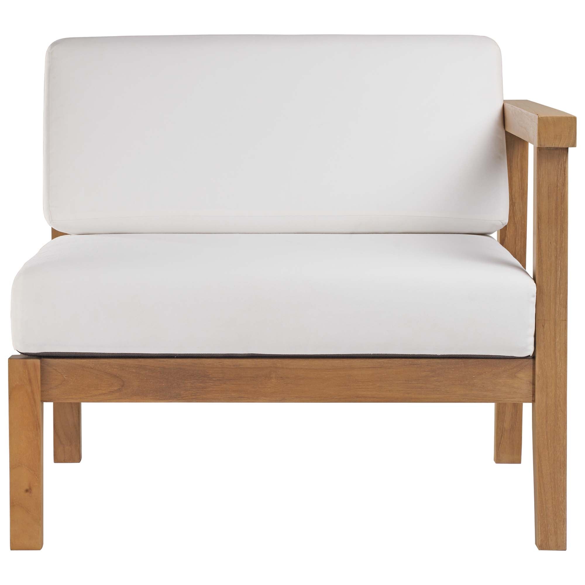 Bayport Outdoor Patio Teak Wood Right-Arm Chair, Natural White