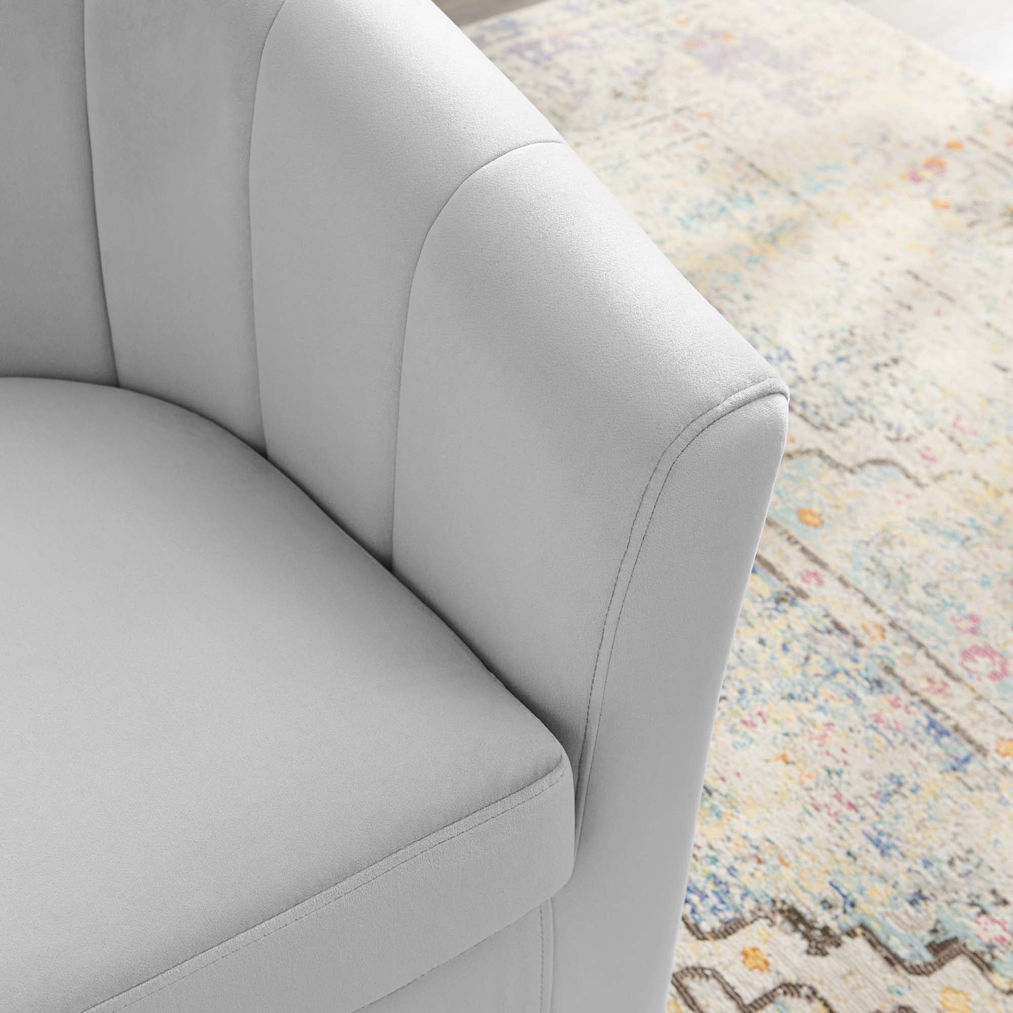 Prospect Performance Velvet Swivel Armchair, Light Gray