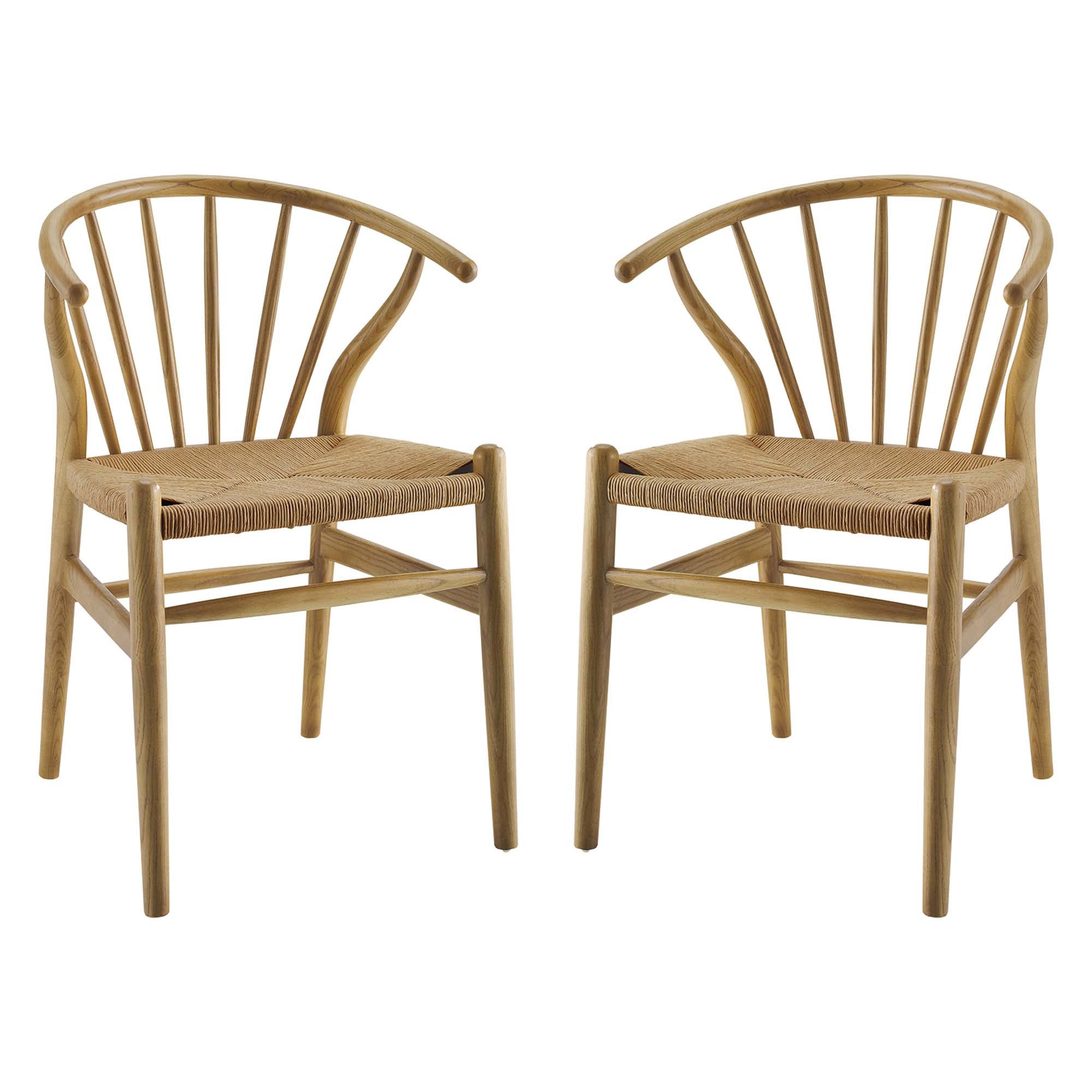 Flourish Spindle Wood Dining Side Chair Set of 2, Natural