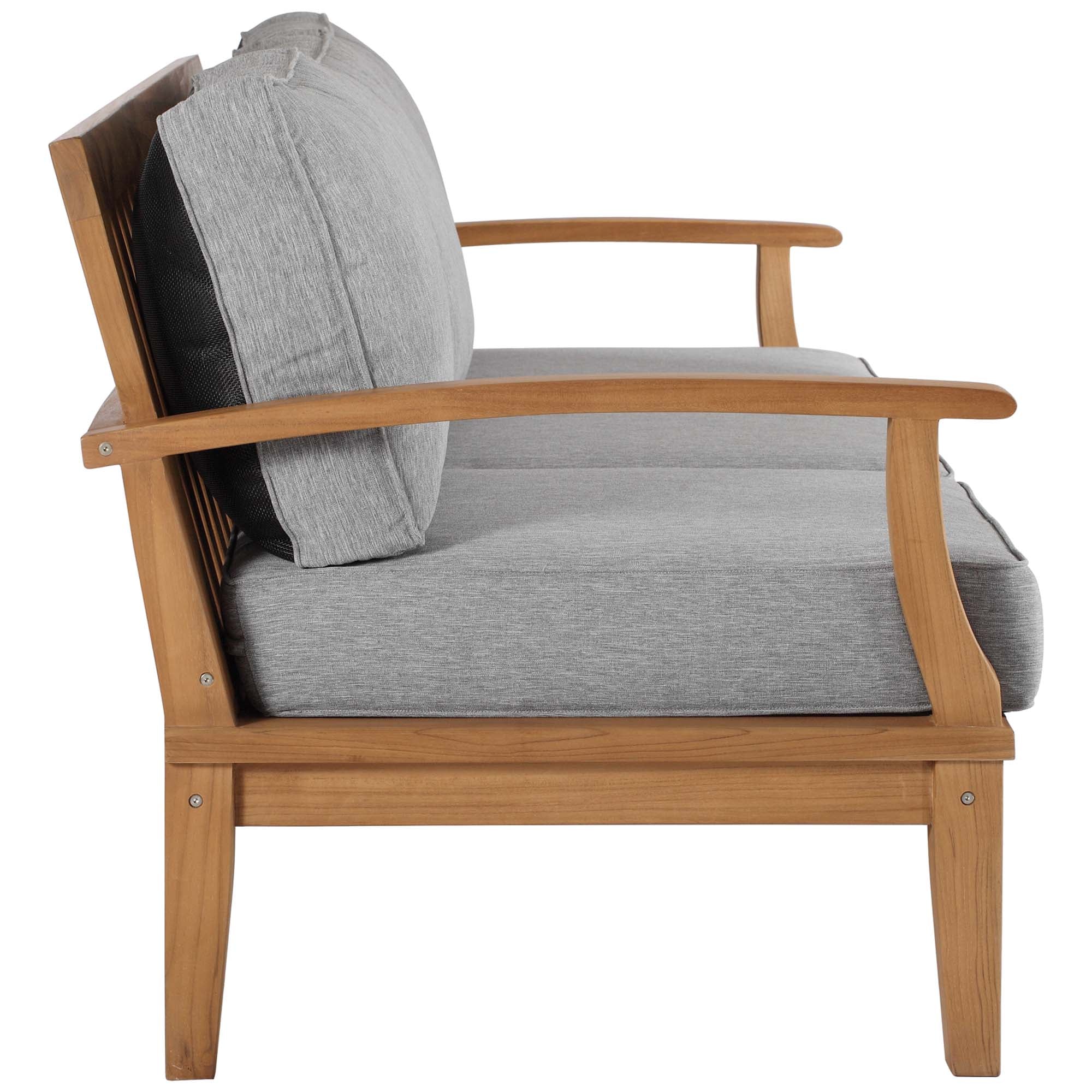 Marina Outdoor Patio Teak Sofa, Natural Gray