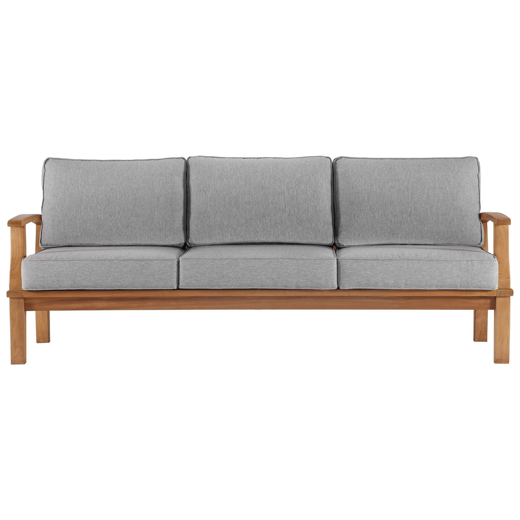 Marina Outdoor Patio Teak Sofa, Natural Gray