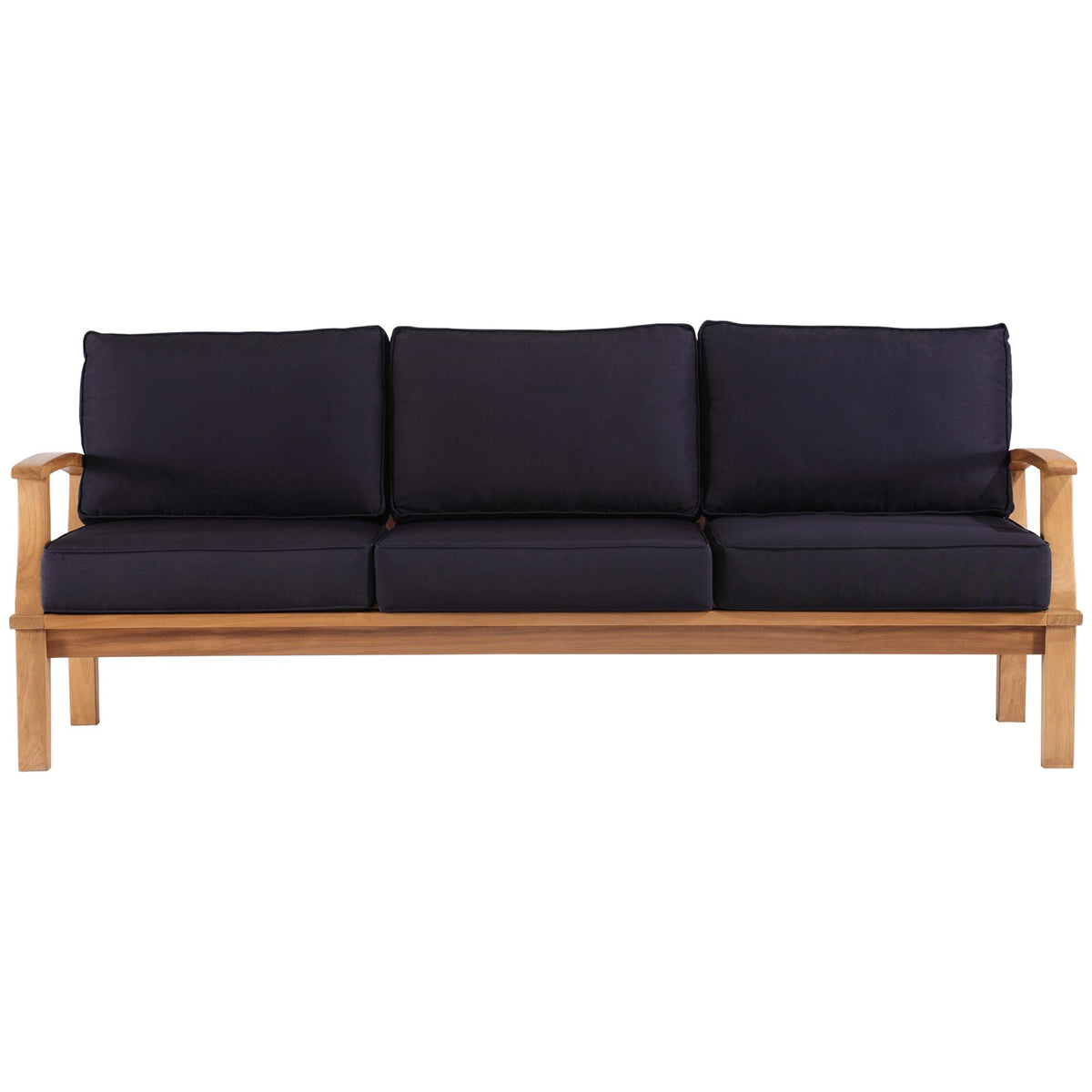 Marina Outdoor Patio Teak Sofa, Natural Navy