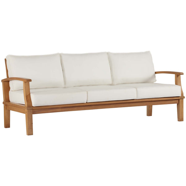 Marina Outdoor Patio Teak Sofa, Natural White