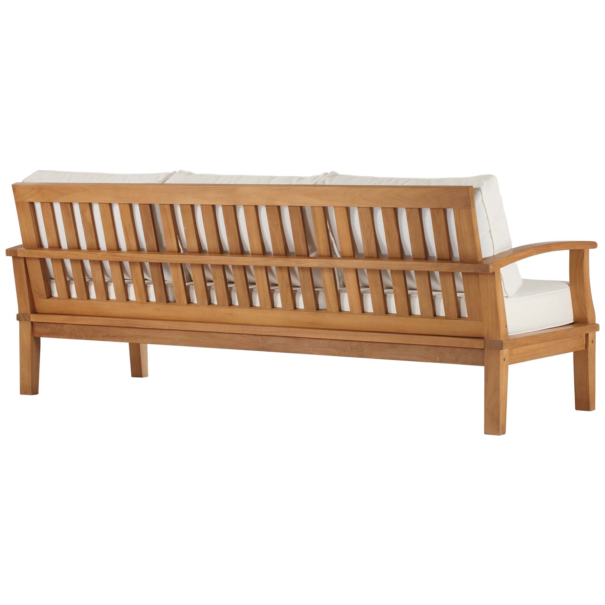 Marina Outdoor Patio Teak Sofa, Natural White