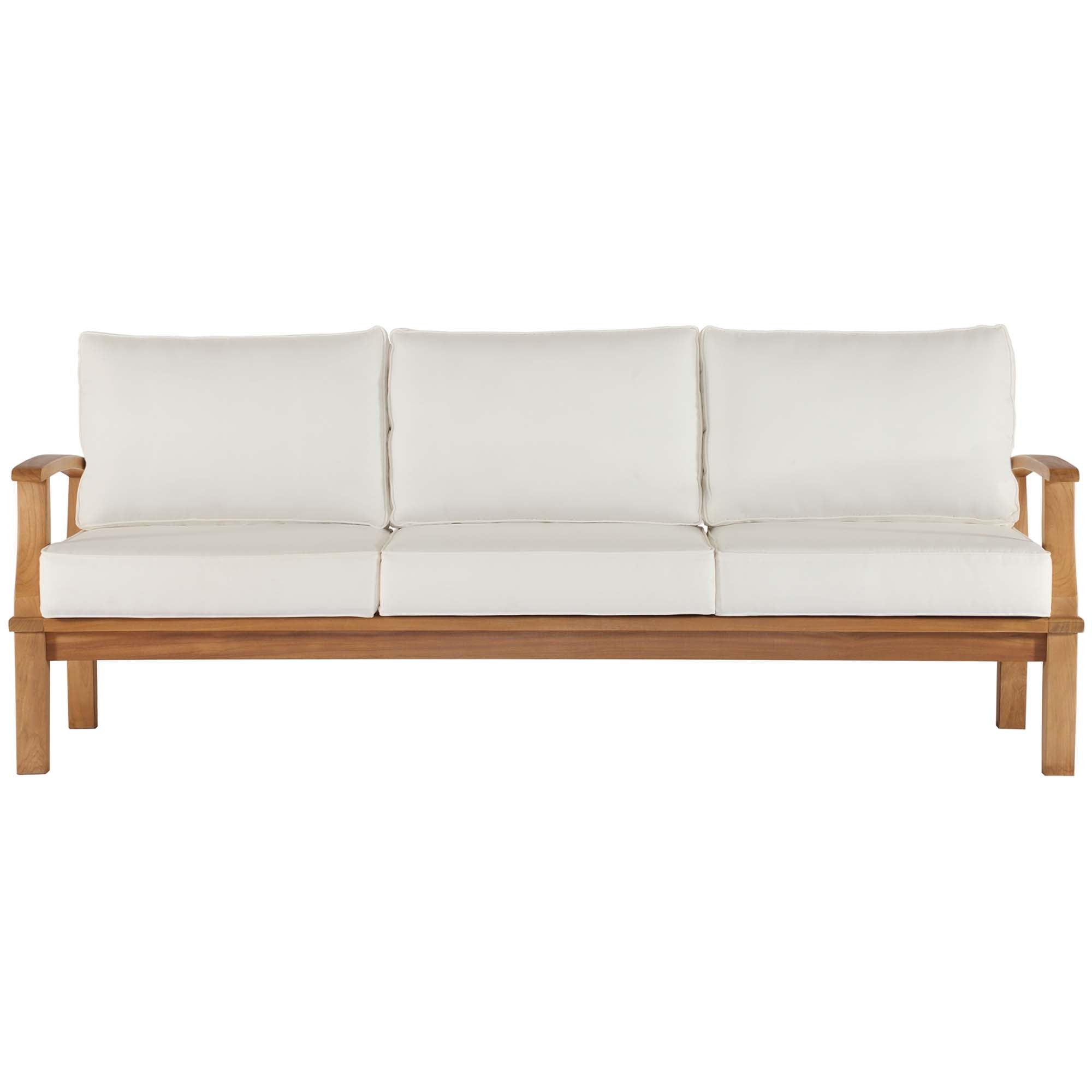 Marina Outdoor Patio Teak Sofa, Natural White