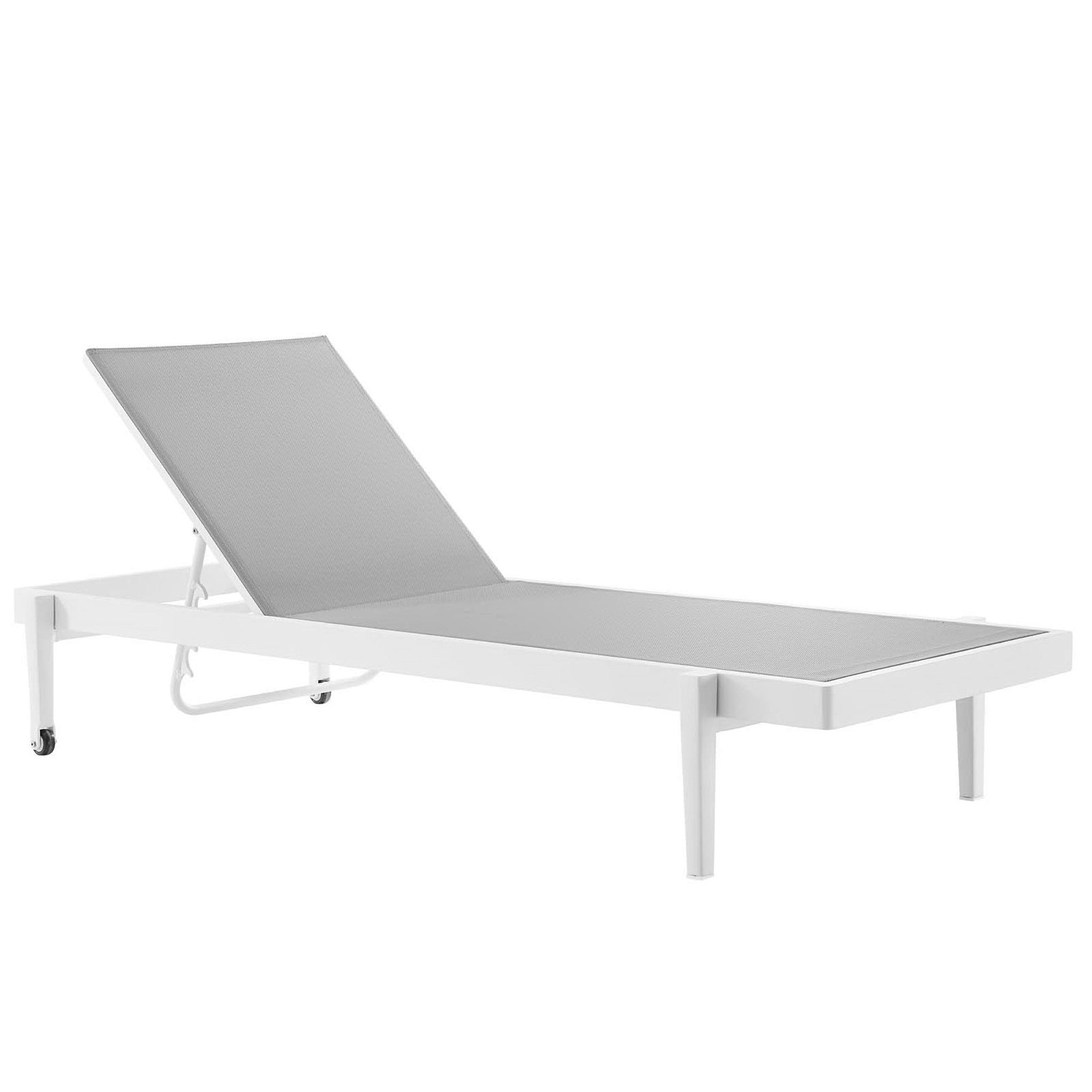 Charleston Outdoor Patio Aluminum Chaise Lounge Chair Set of 2, White Gray