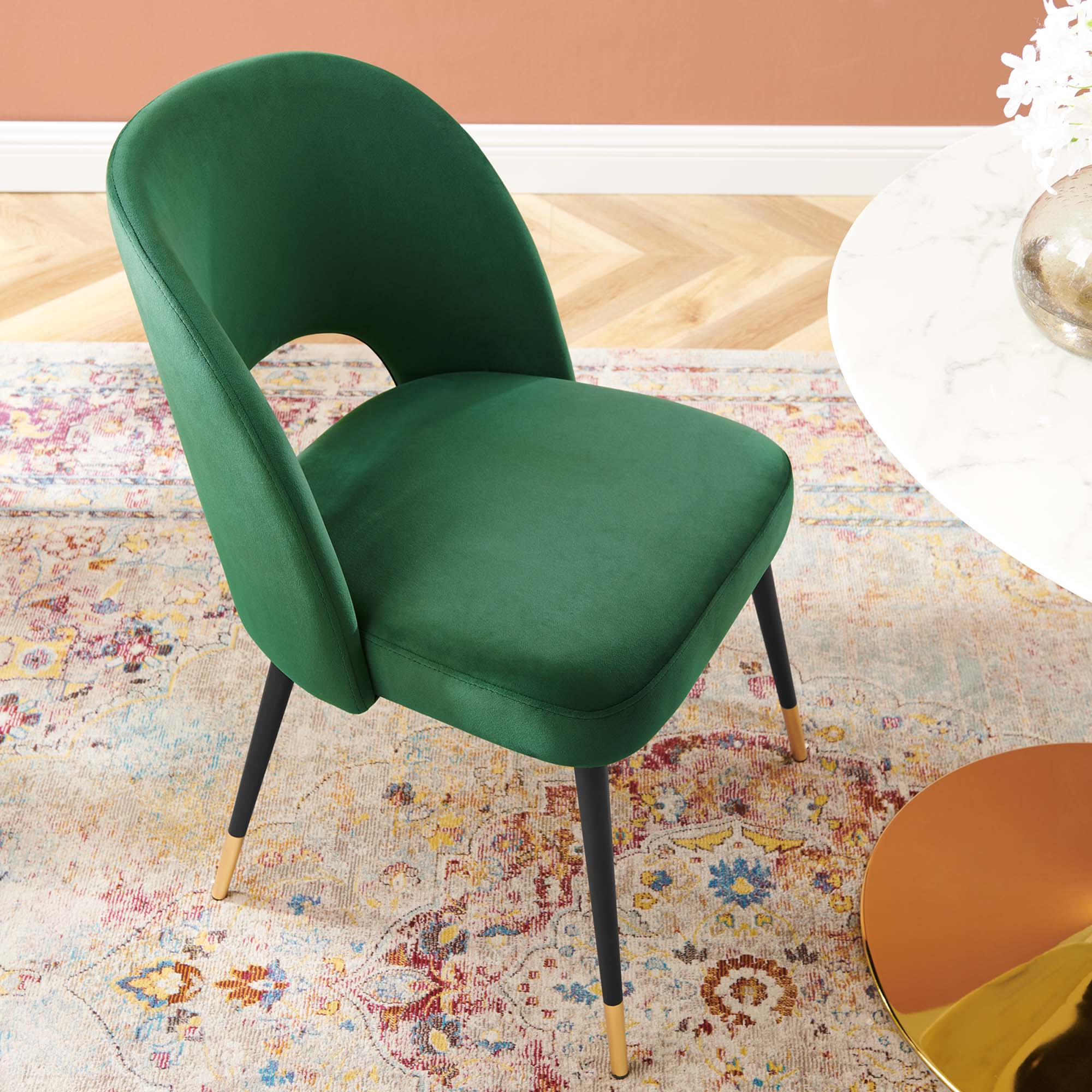 Rouse Performance Velvet Dining Side Chair, Emerald