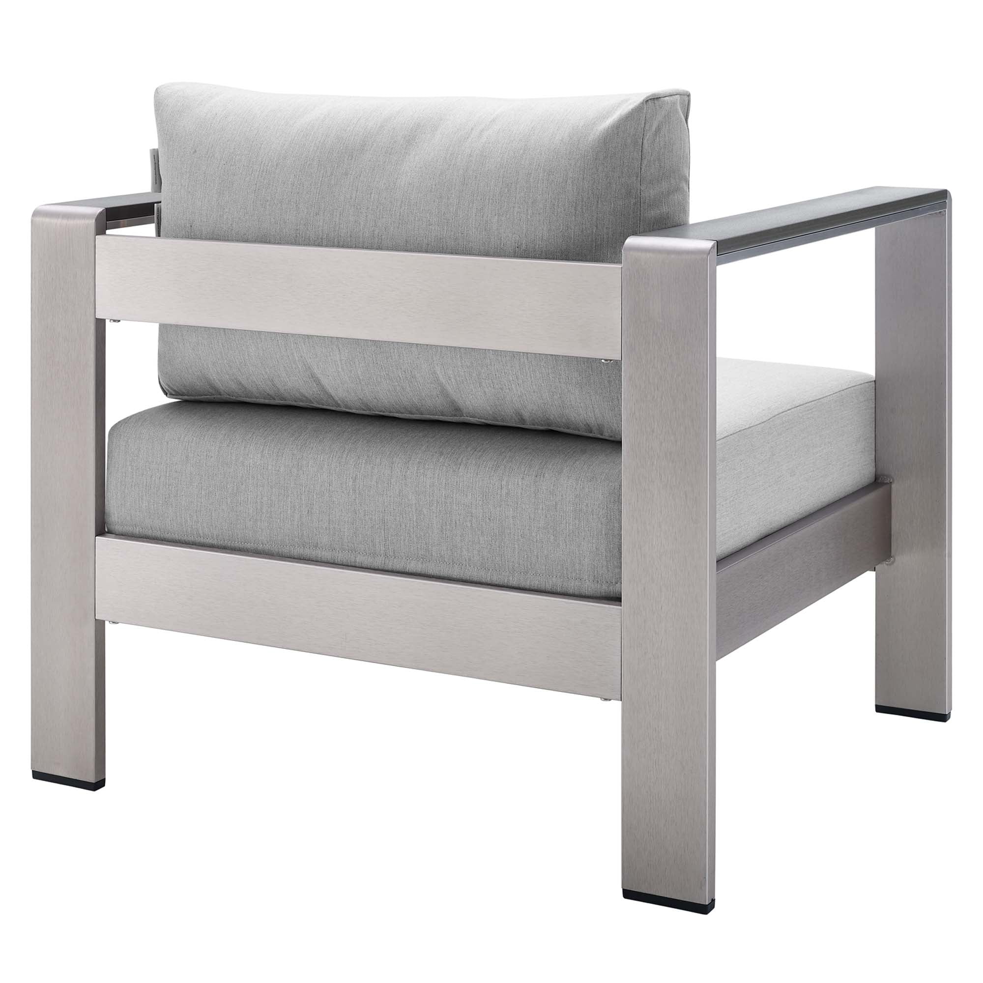 Shore Sunbrella® Fabric Aluminum Outdoor Patio Armchair, Silver Gray