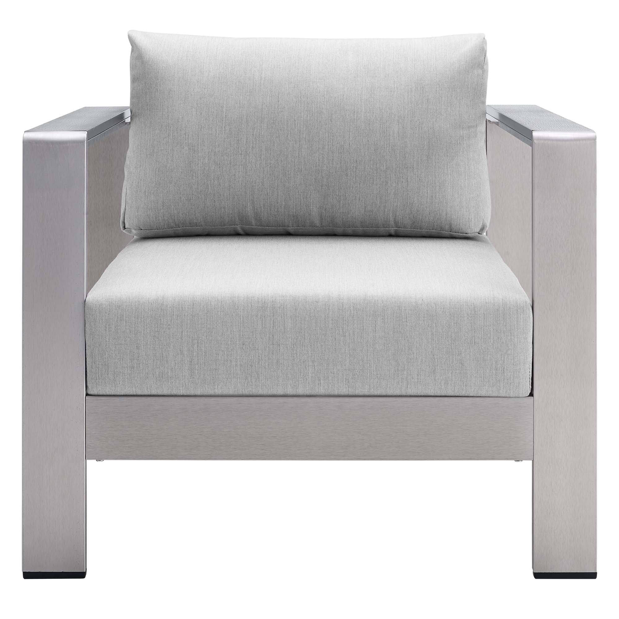 Shore Sunbrella® Fabric Aluminum Outdoor Patio Armchair, Silver Gray