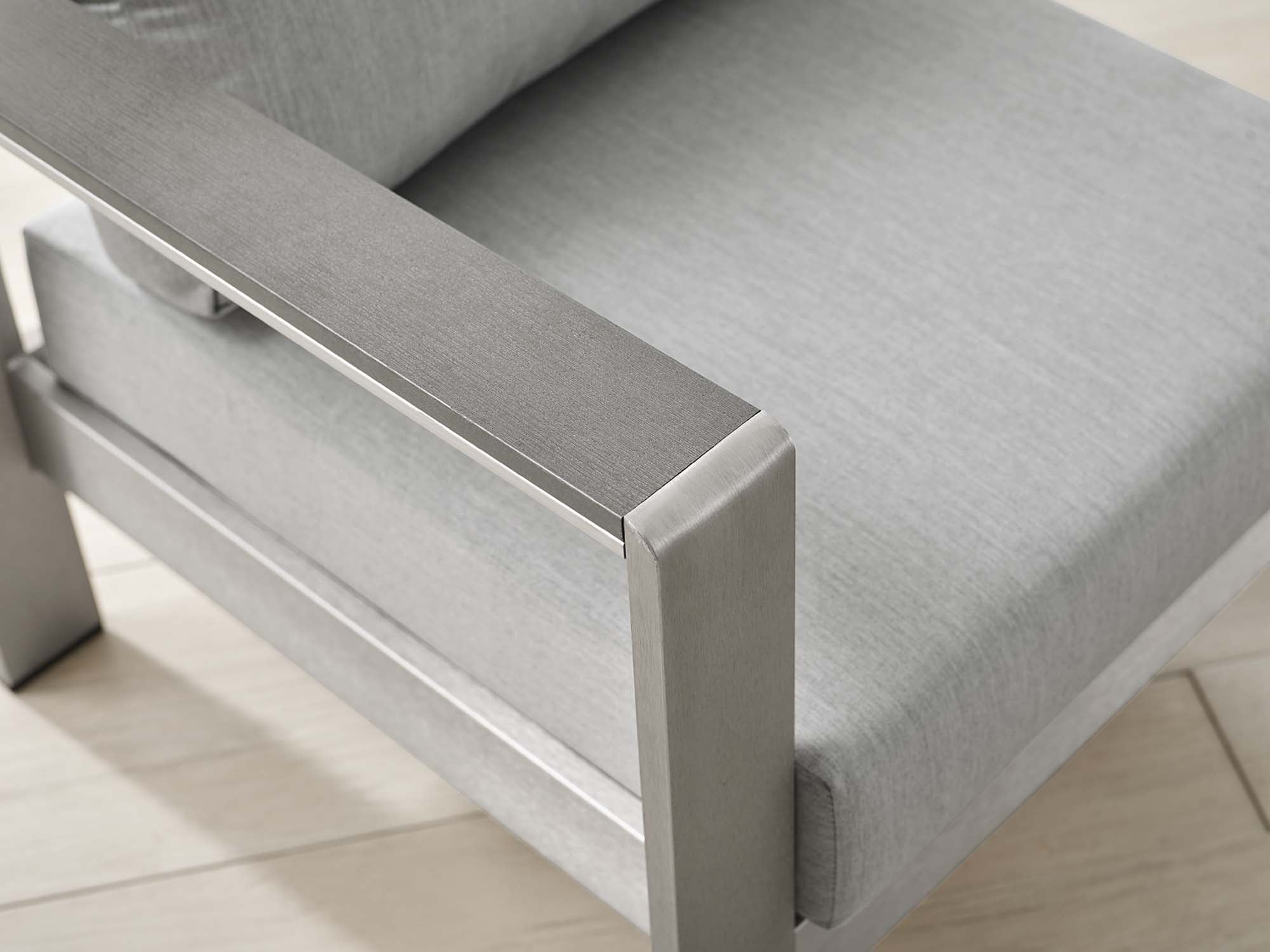 Shore Sunbrella® Fabric Aluminum Outdoor Patio Armchair, Silver Gray
