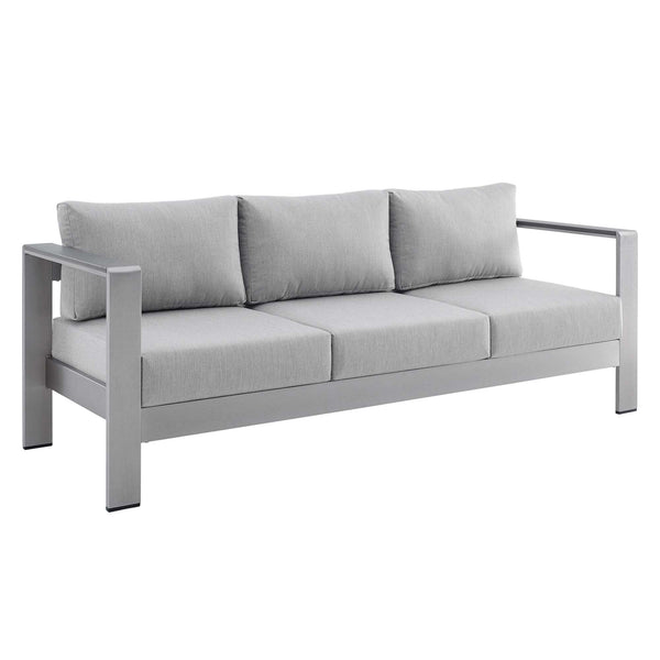 Shore Sunbrella® Fabric Aluminum Outdoor Patio Sofa, Silver Gray