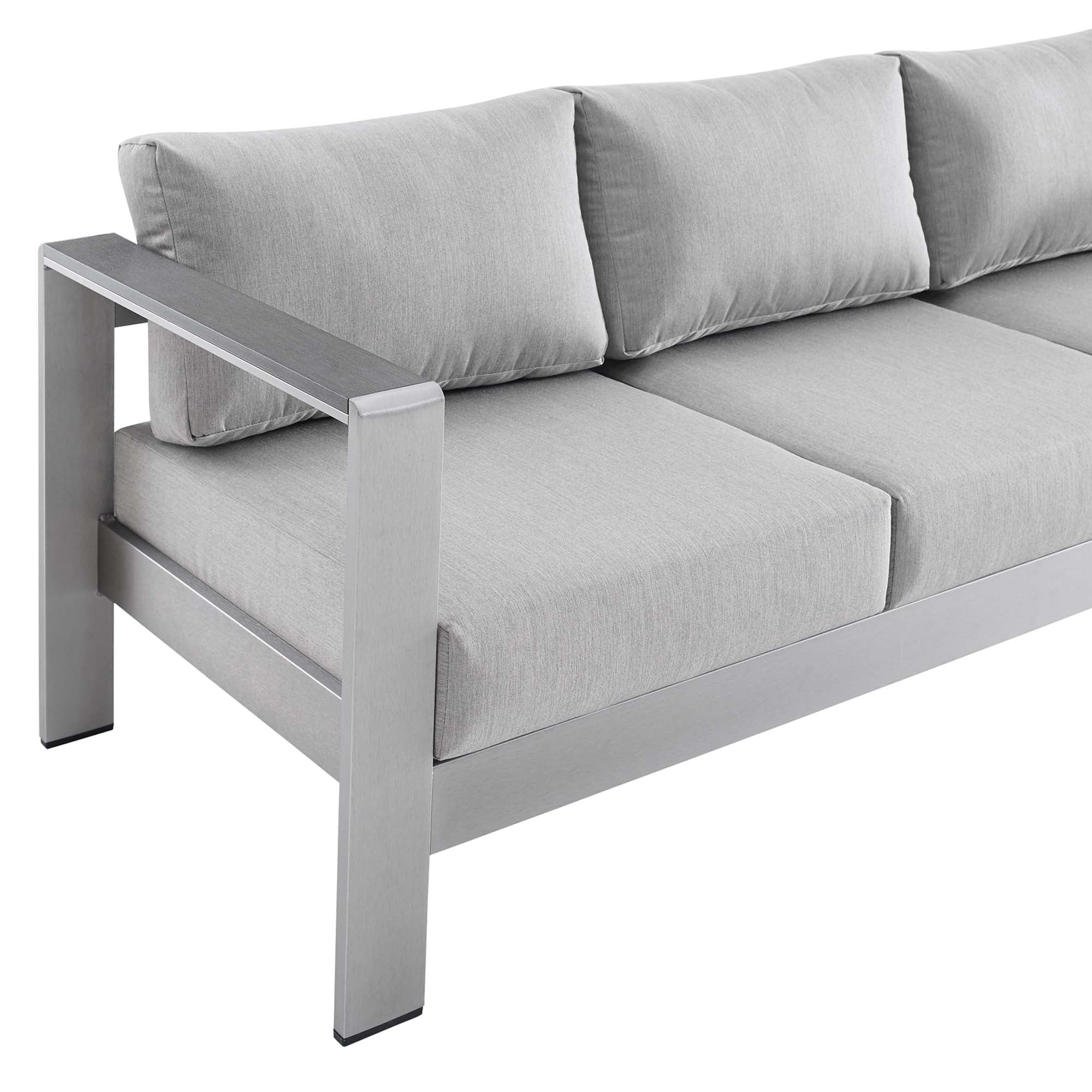 Shore Sunbrella® Fabric Aluminum Outdoor Patio Sofa, Silver Gray