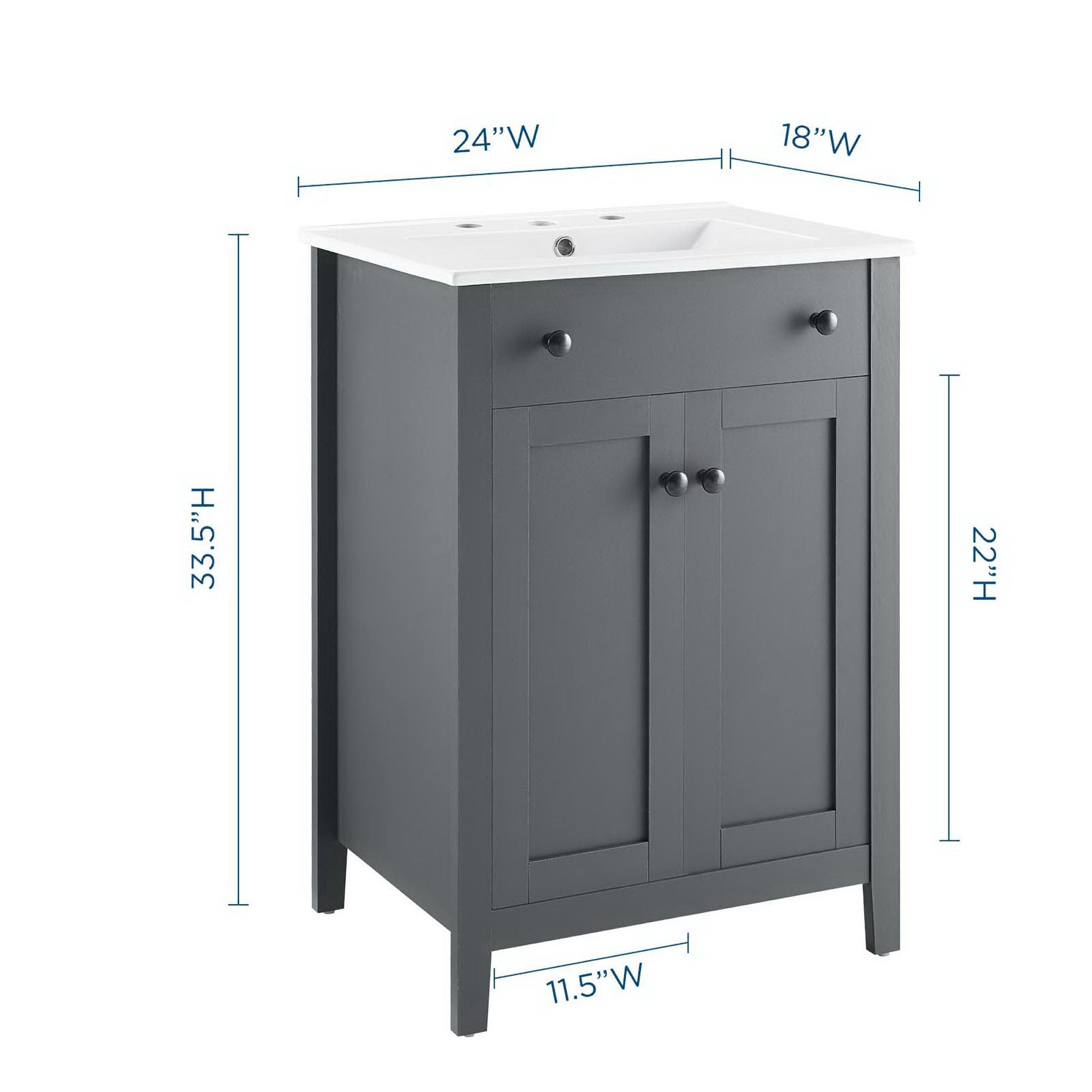 Nantucket 24" Bathroom Vanity, Gray White