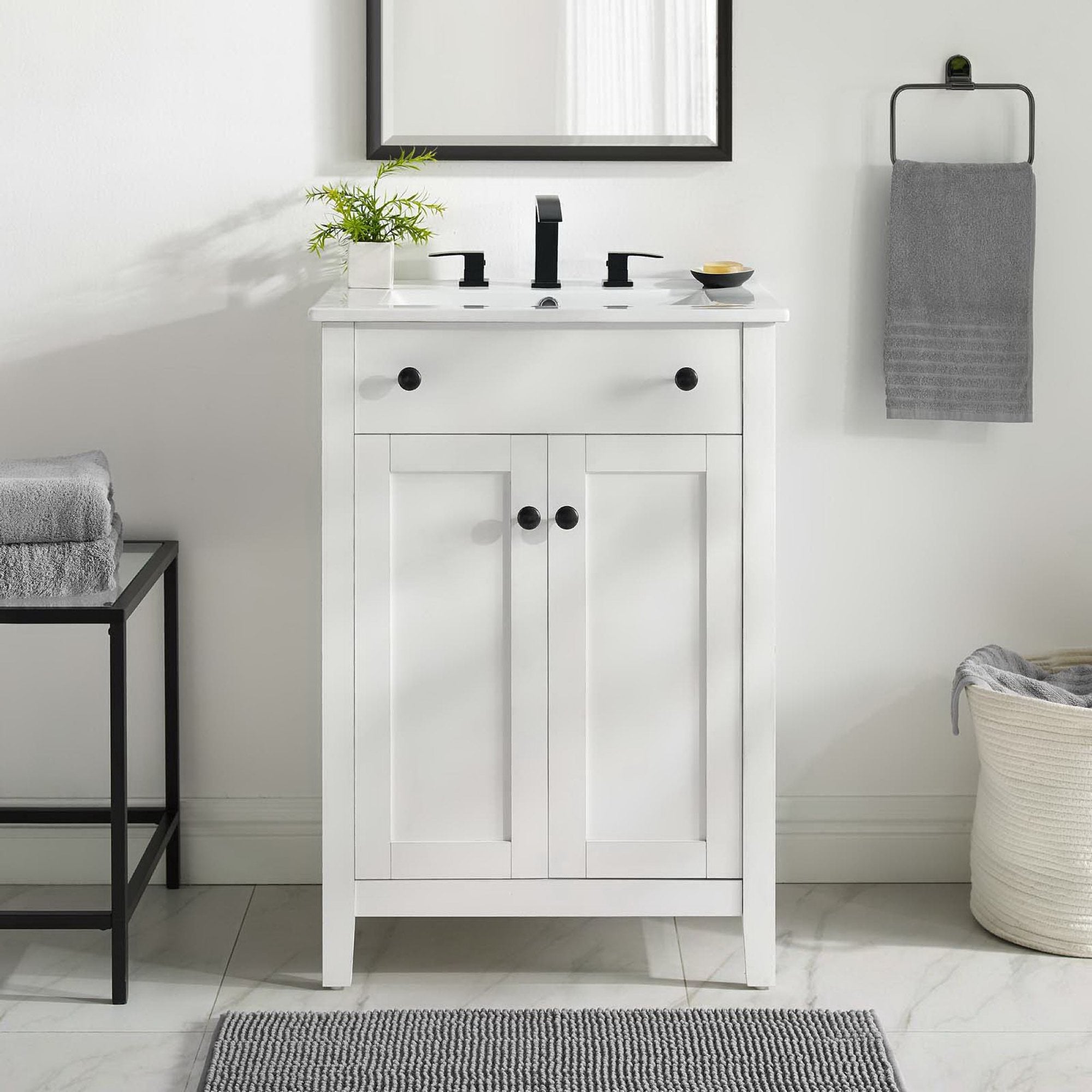 Nantucket 24" Bathroom Vanity, White White