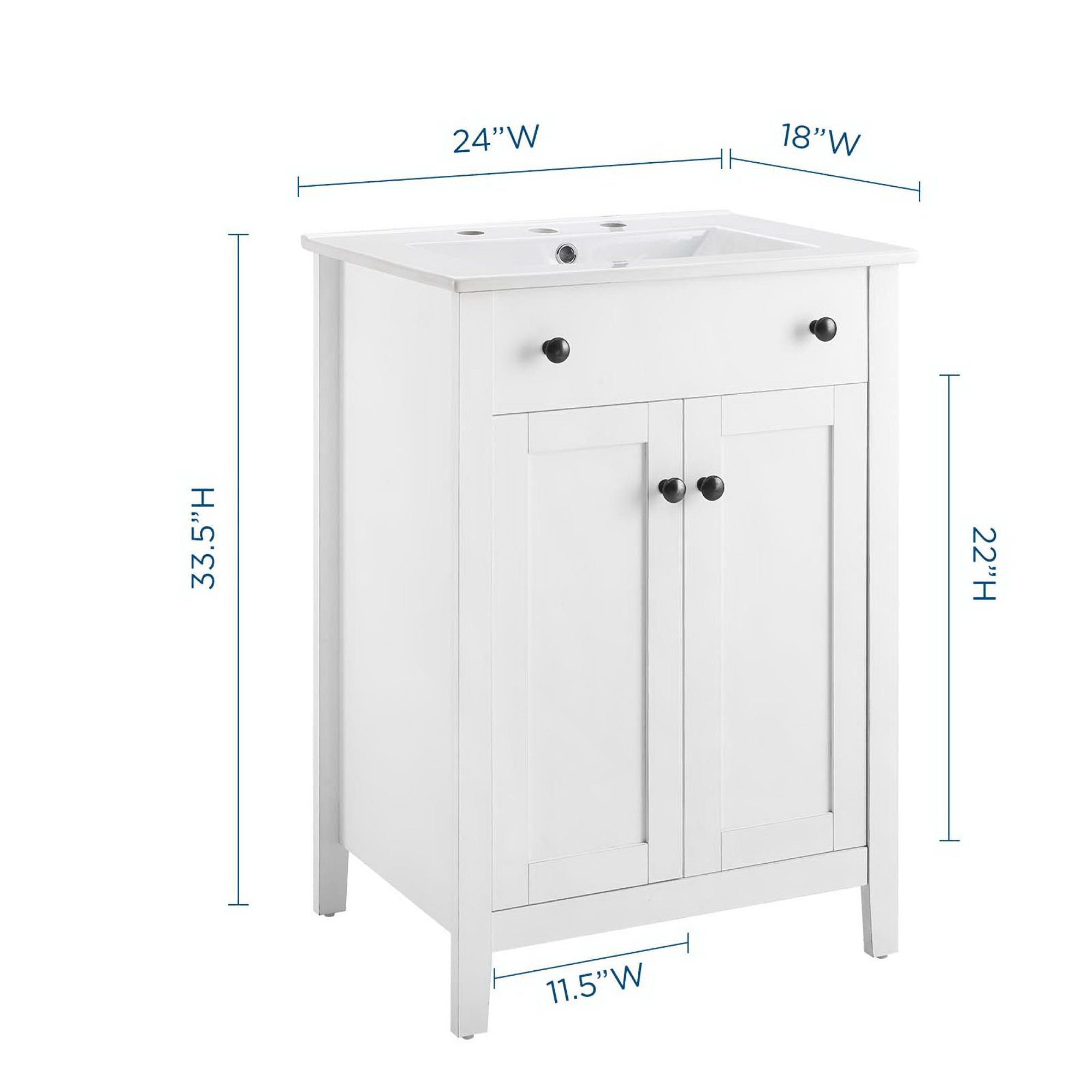 Nantucket 24" Bathroom Vanity, White White