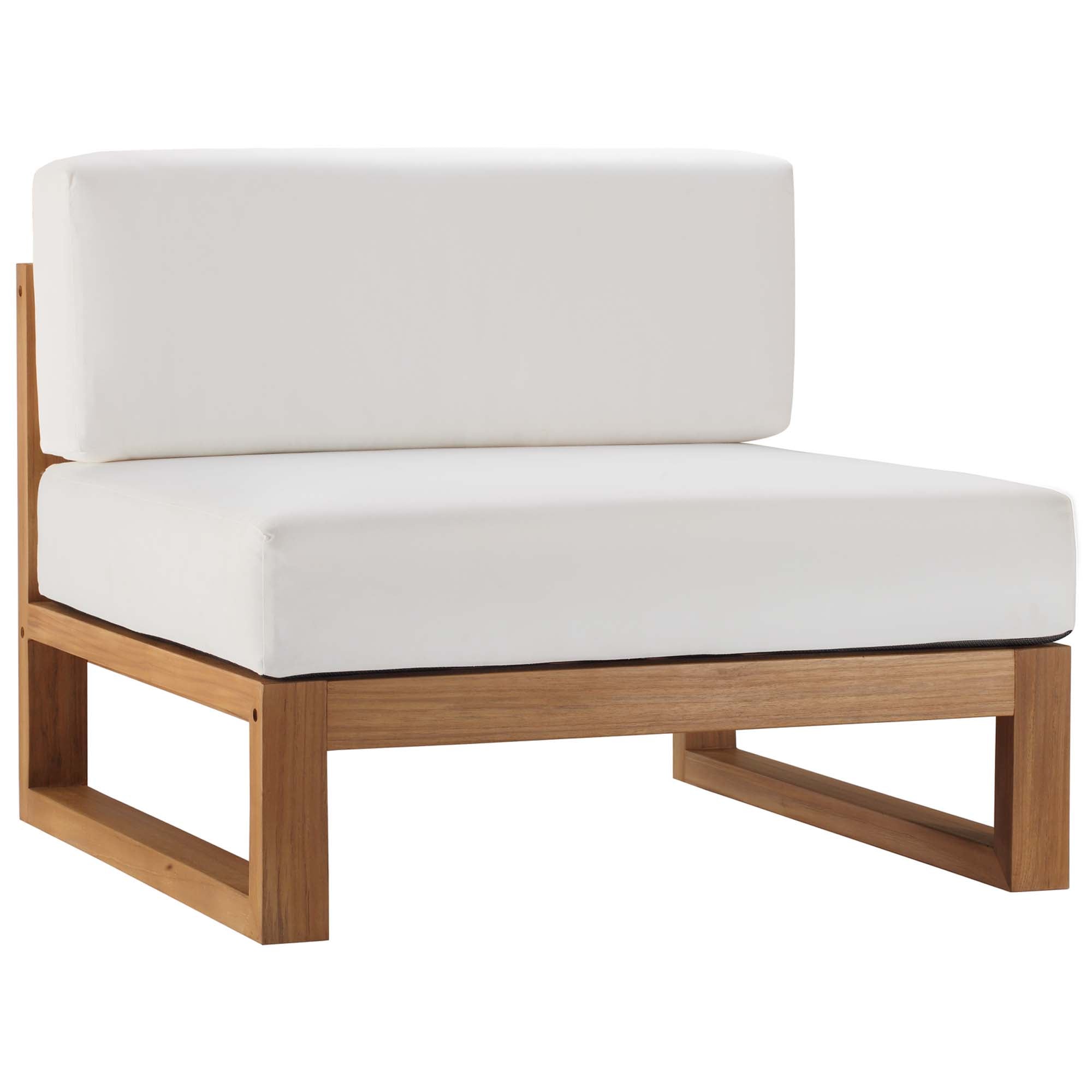 Upland 4-Piece Outdoor Patio Teak Wood Sectional Sofa Set, Natural White