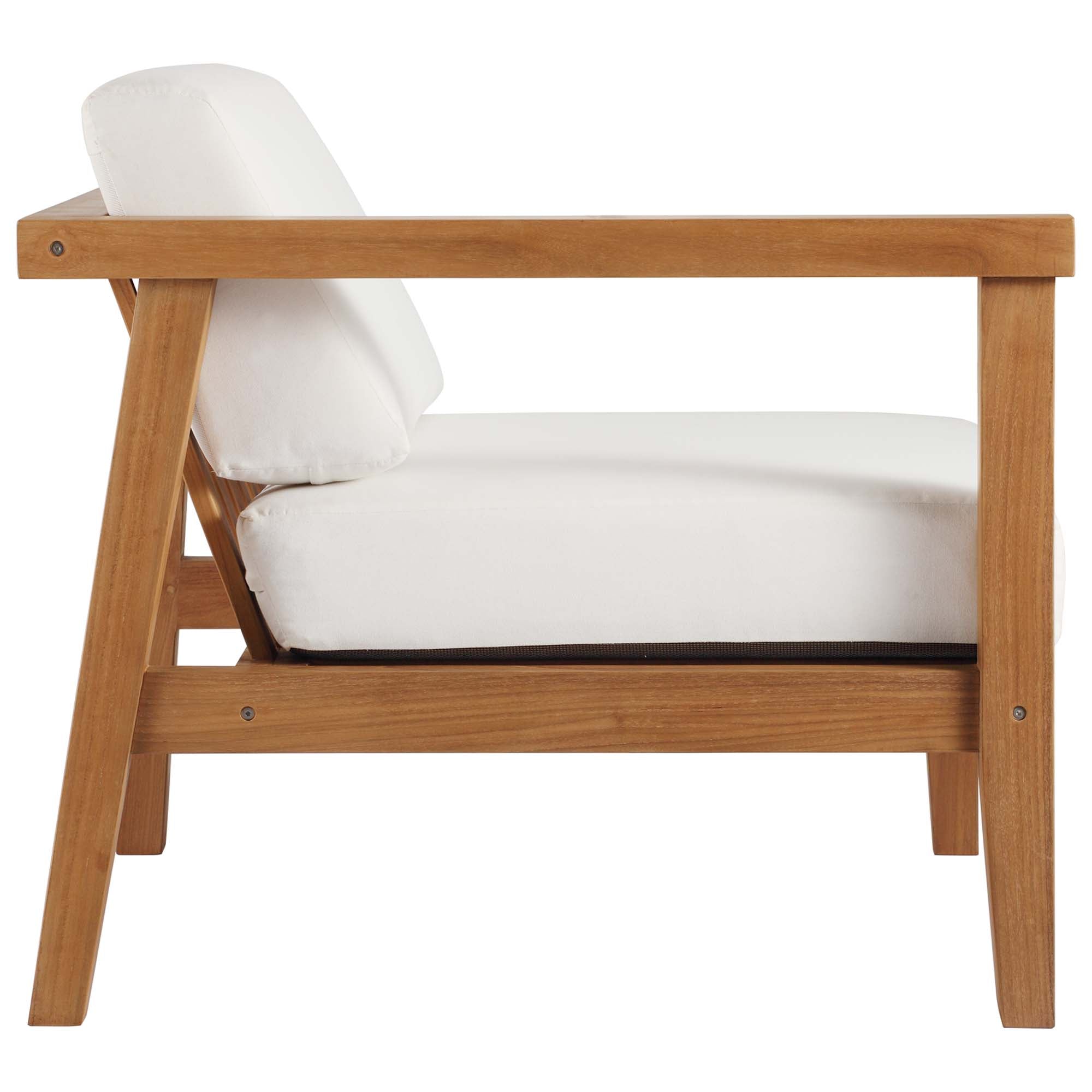 Bayport 3-Piece Outdoor Patio Teak Wood Sectional Sofa Set, Natural White