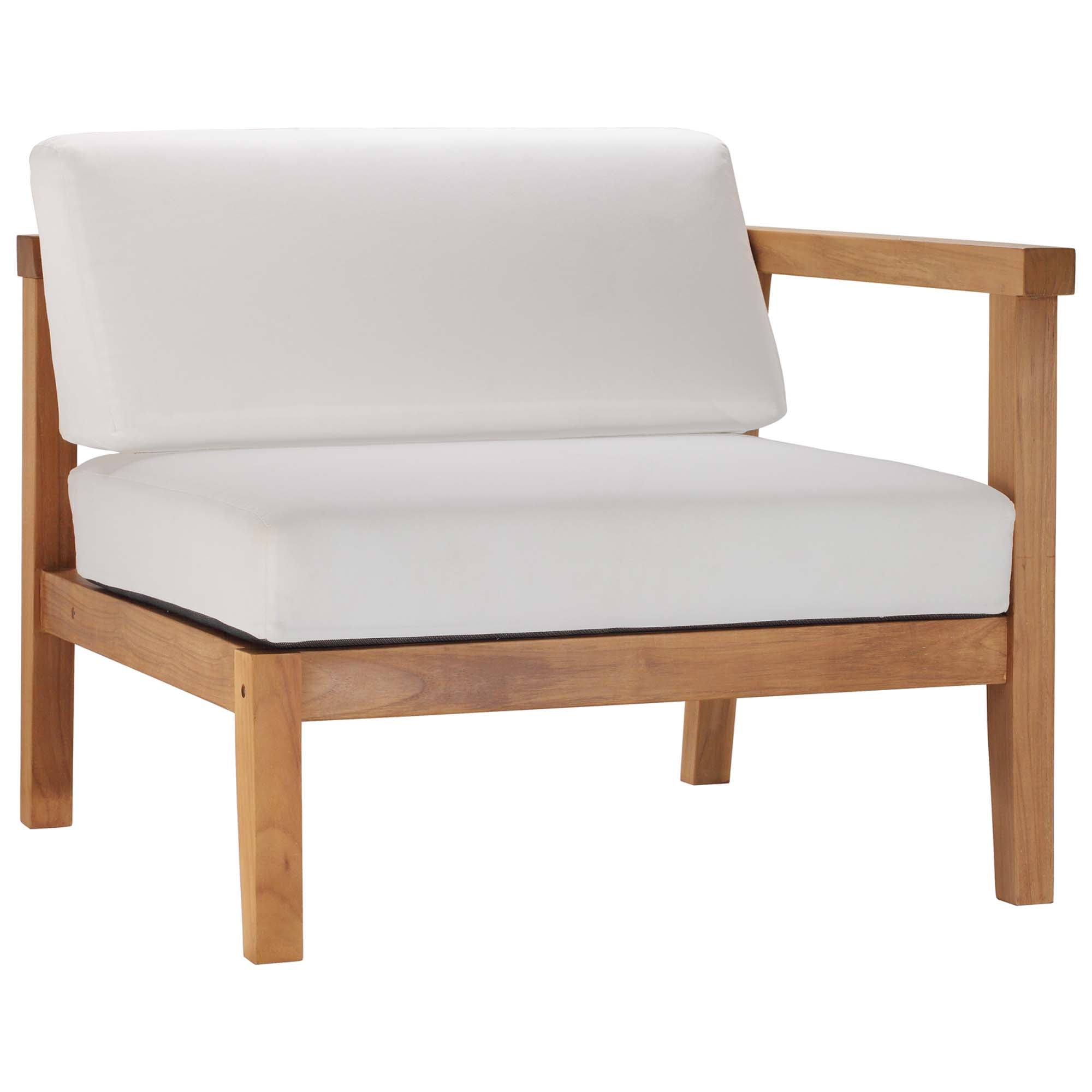 Bayport 3-Piece Outdoor Patio Teak Wood Sectional Sofa Set, Natural White