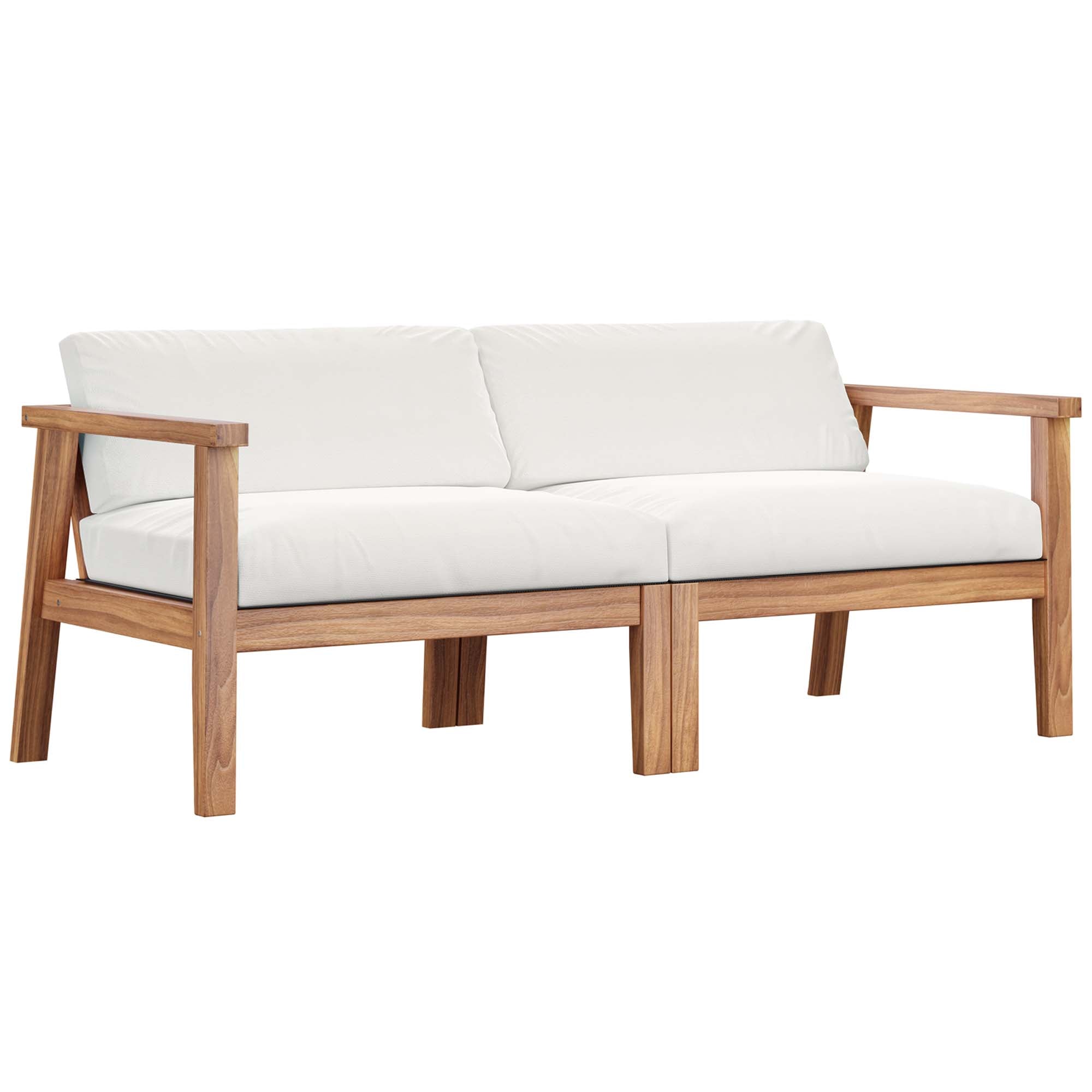 Bayport Outdoor Patio Teak Wood 2-Seater Loveseat, Natural White