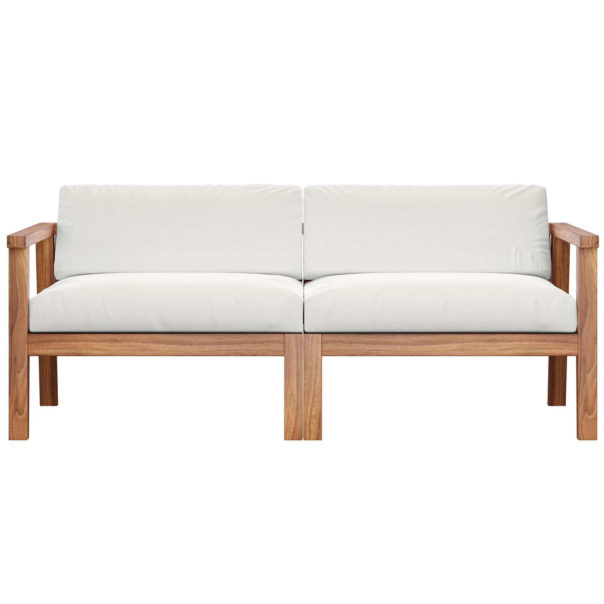 Bayport Outdoor Patio Teak Wood 2-Seater Loveseat, Natural White