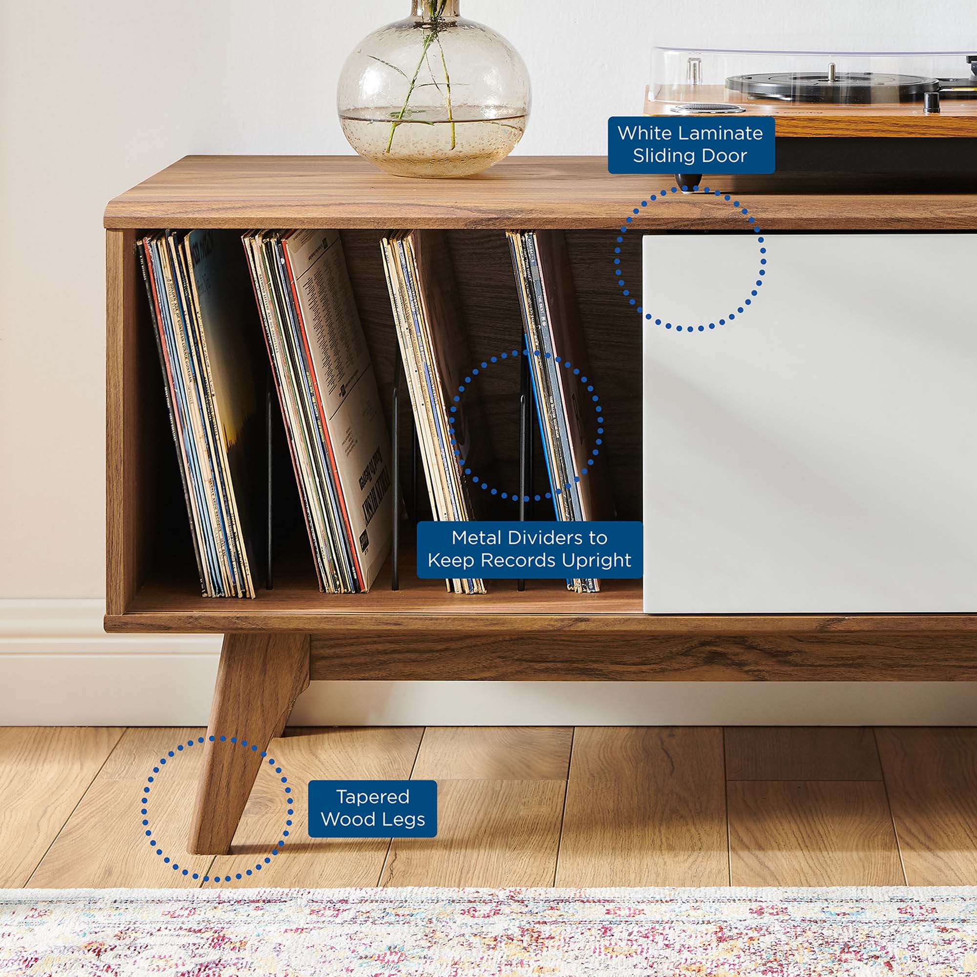 Envision Vinyl Record Display Stand, Walnut White