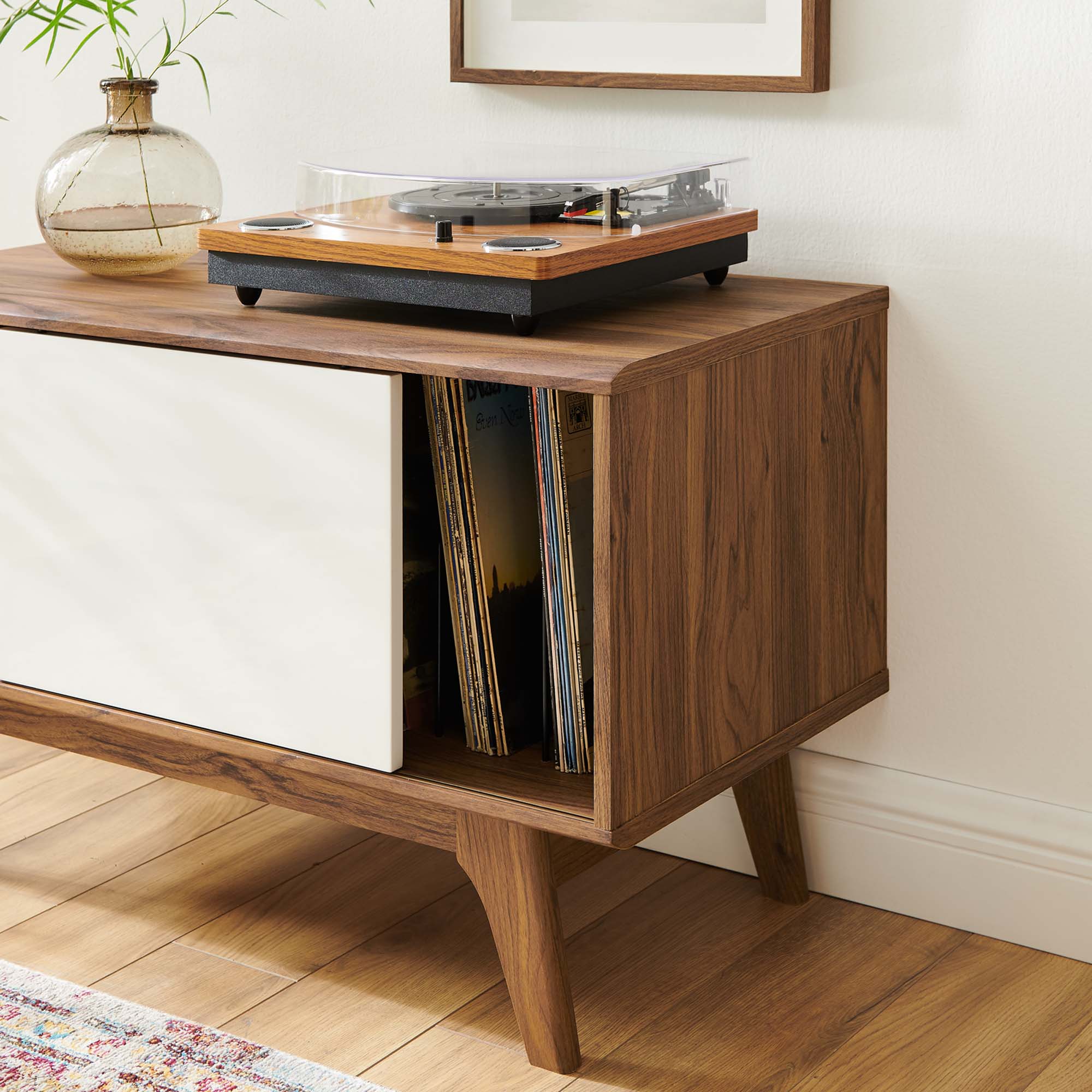 Envision Vinyl Record Display Stand, Walnut White