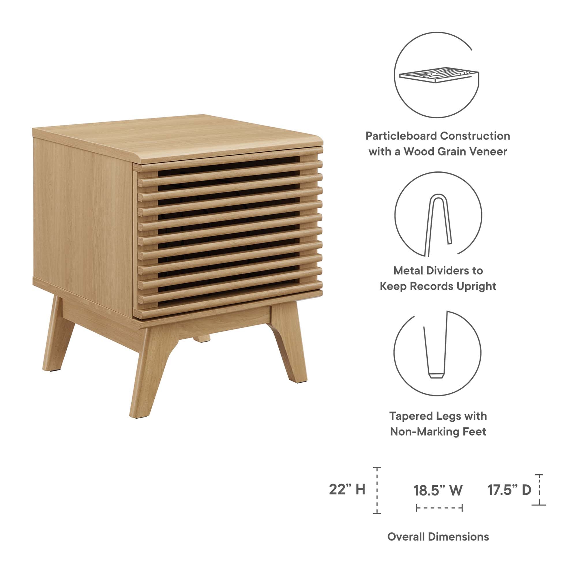 Render Vinyl Record Display Stand, Oak