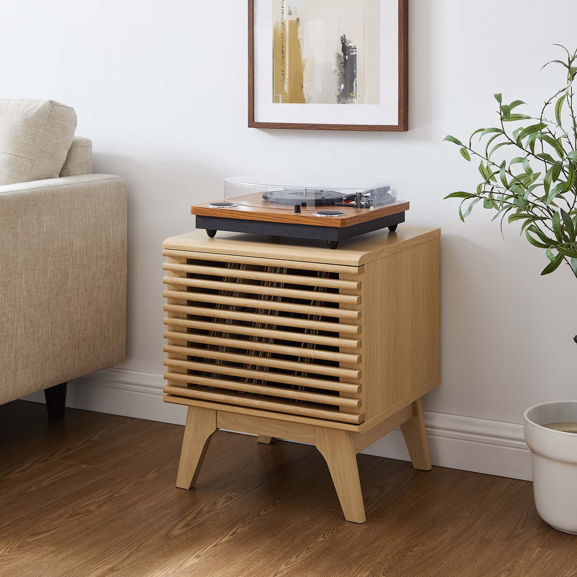 Render Vinyl Record Display Stand, Oak