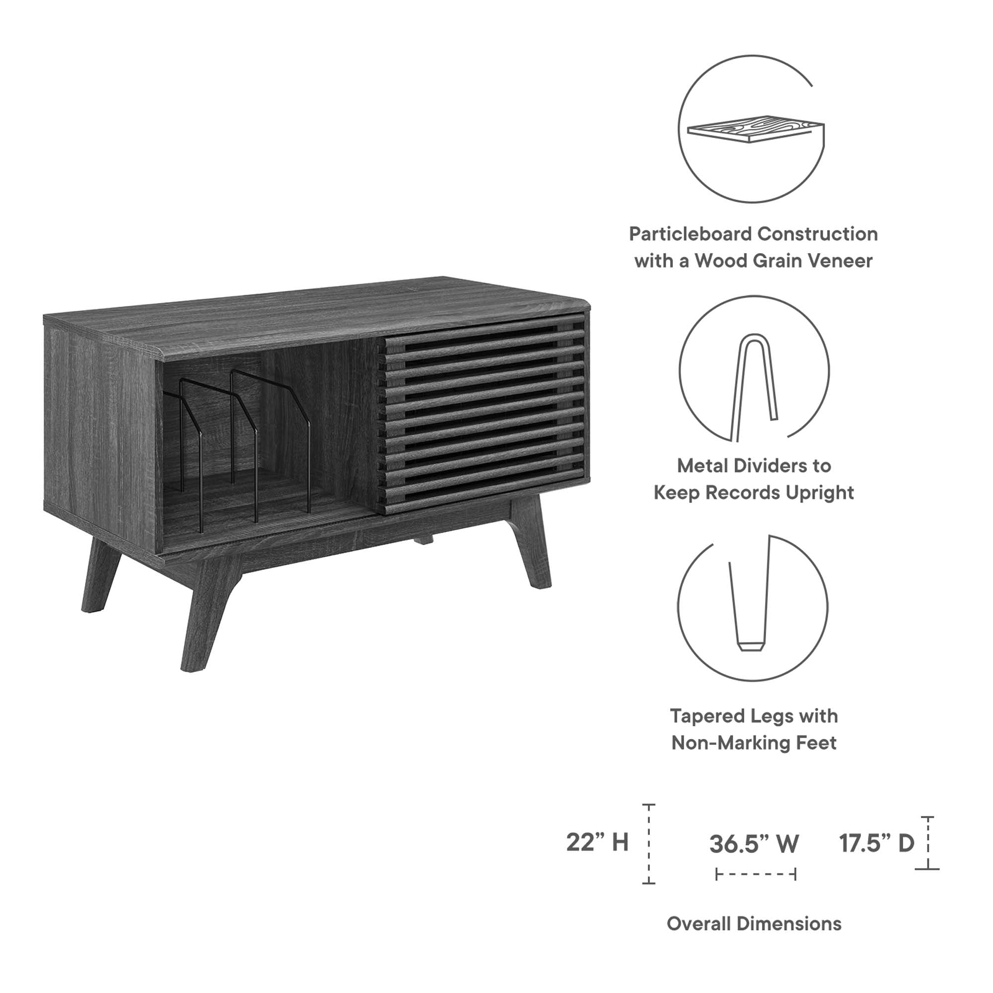 Render Vinyl Record Display Stand, Charcoal