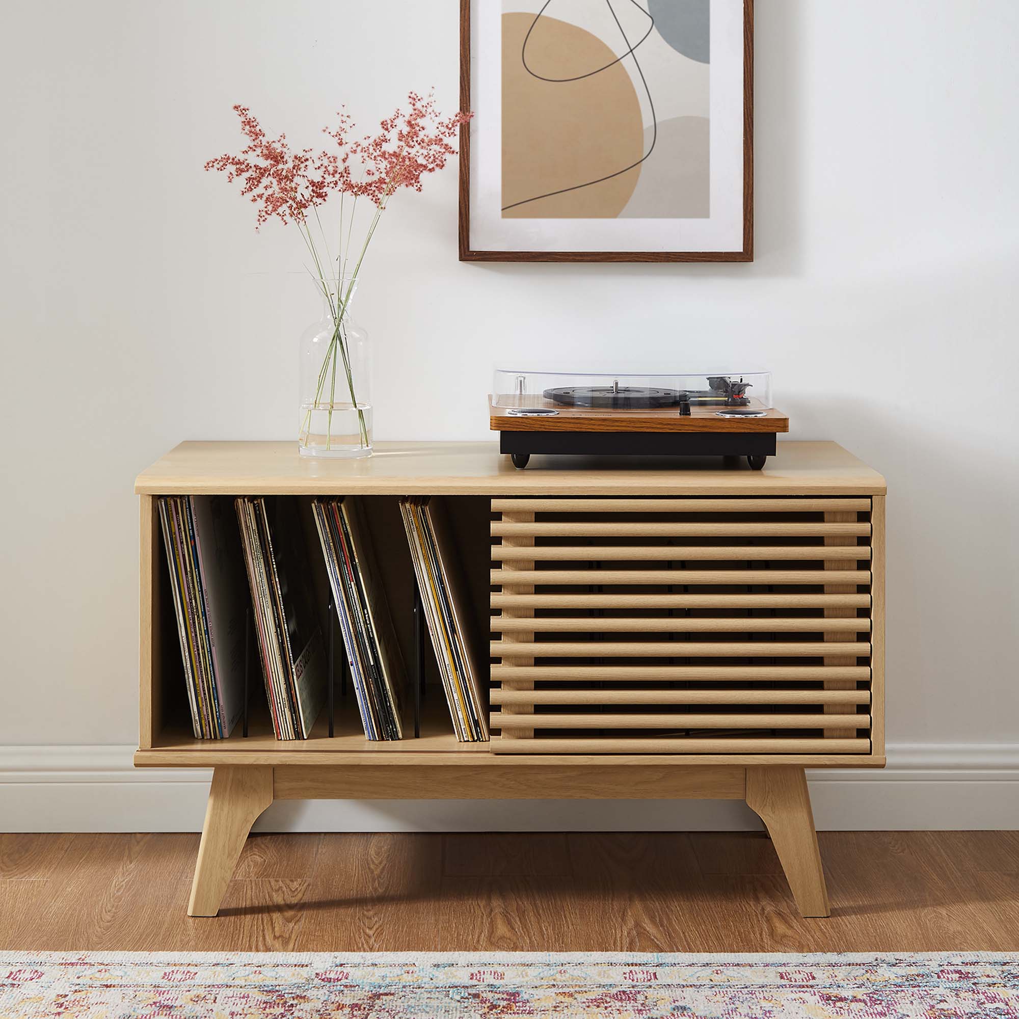 Render Vinyl Record Display Stand, Oak