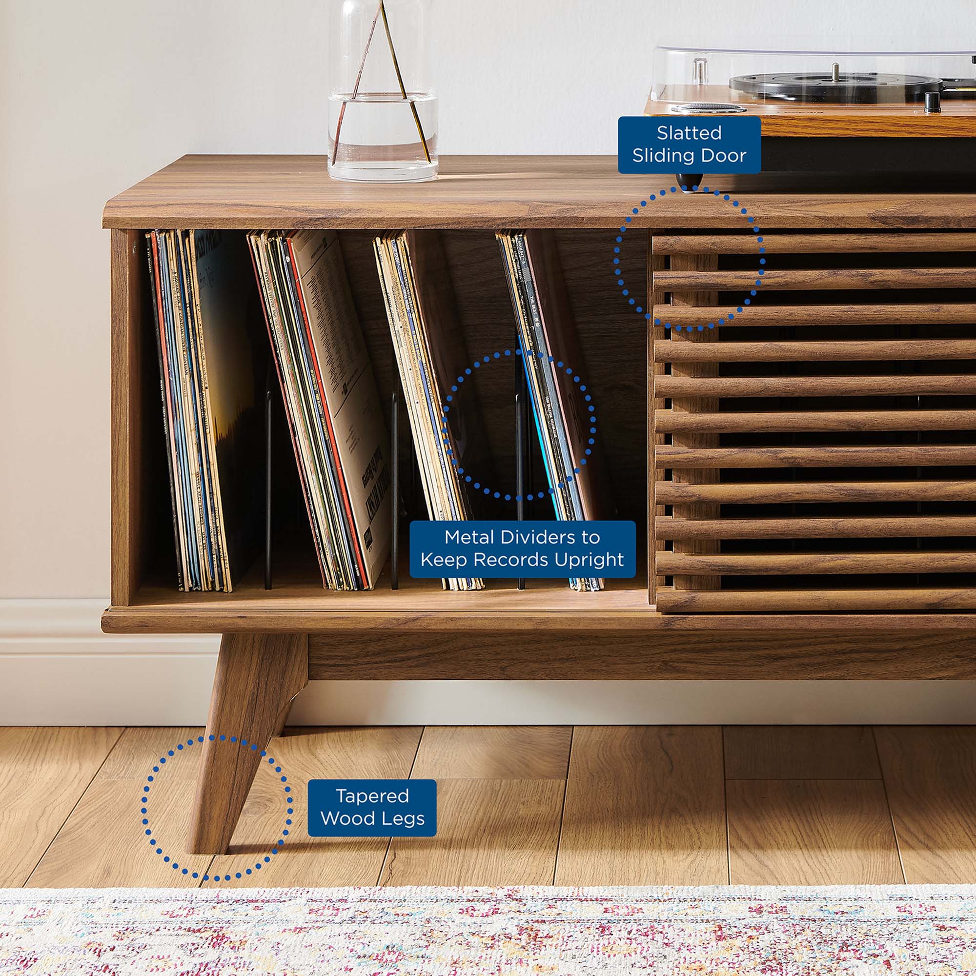 Render Vinyl Record Display Stand, Walnut