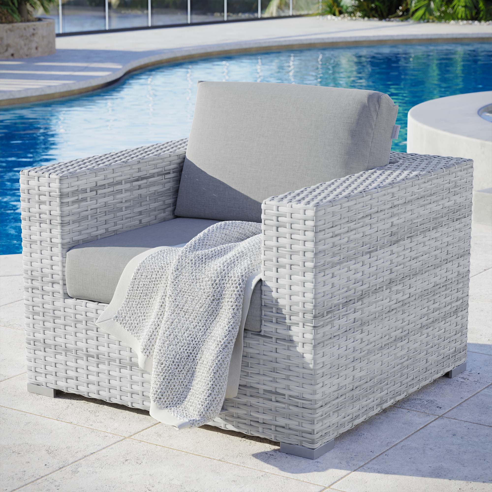 Convene Outdoor Patio Armchair, Light Gray Gray