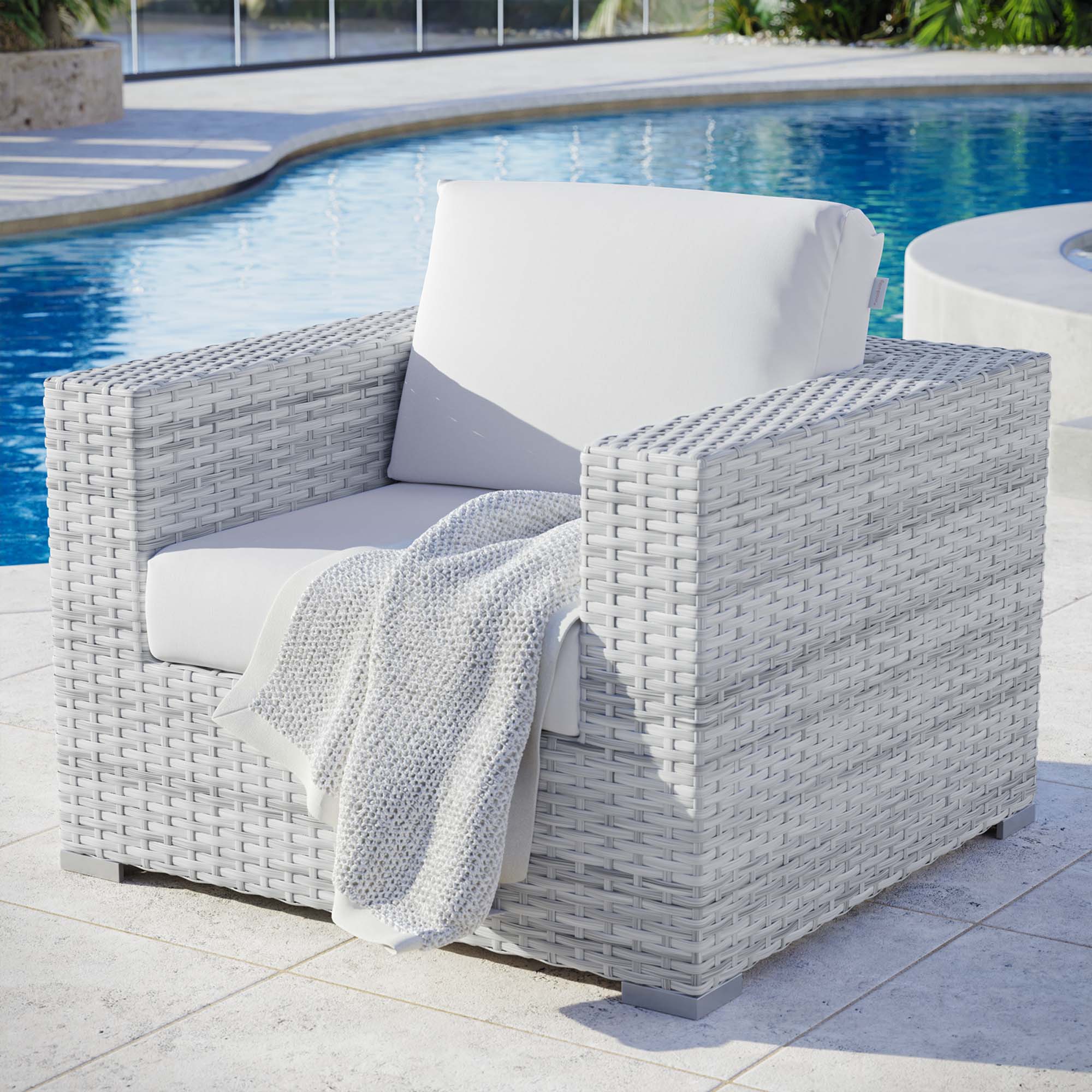 Convene Outdoor Patio Armchair, Light Gray White