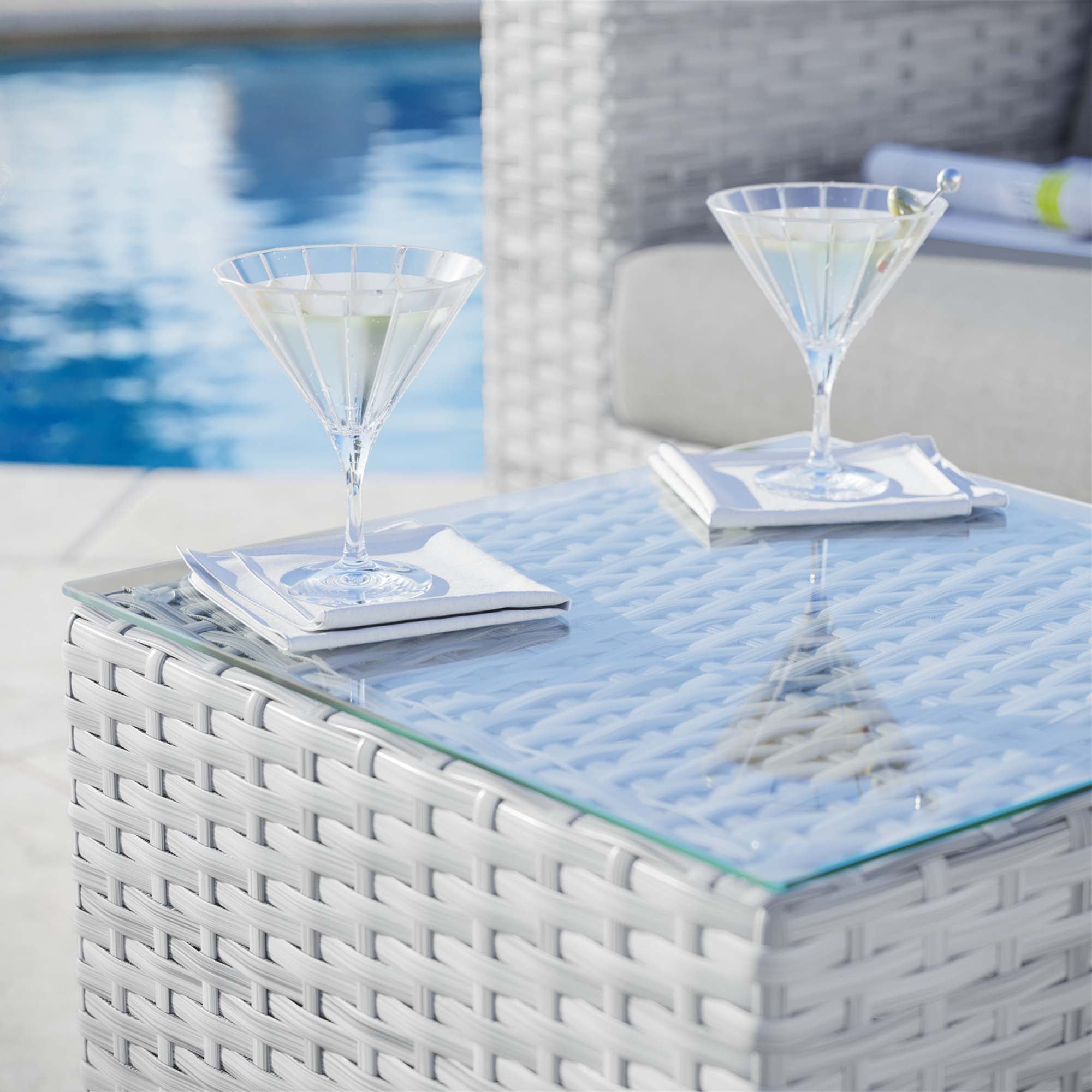 Convene Outdoor Patio Side Table, Light Gray
