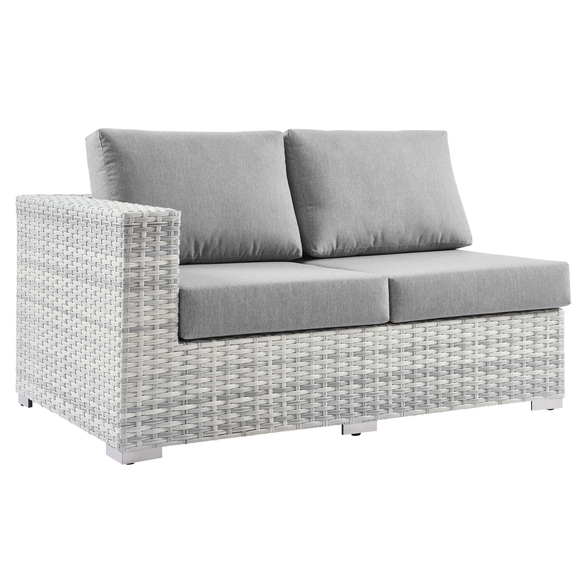 Convene Outdoor Patio Left-Arm Loveseat, Light Gray Gray