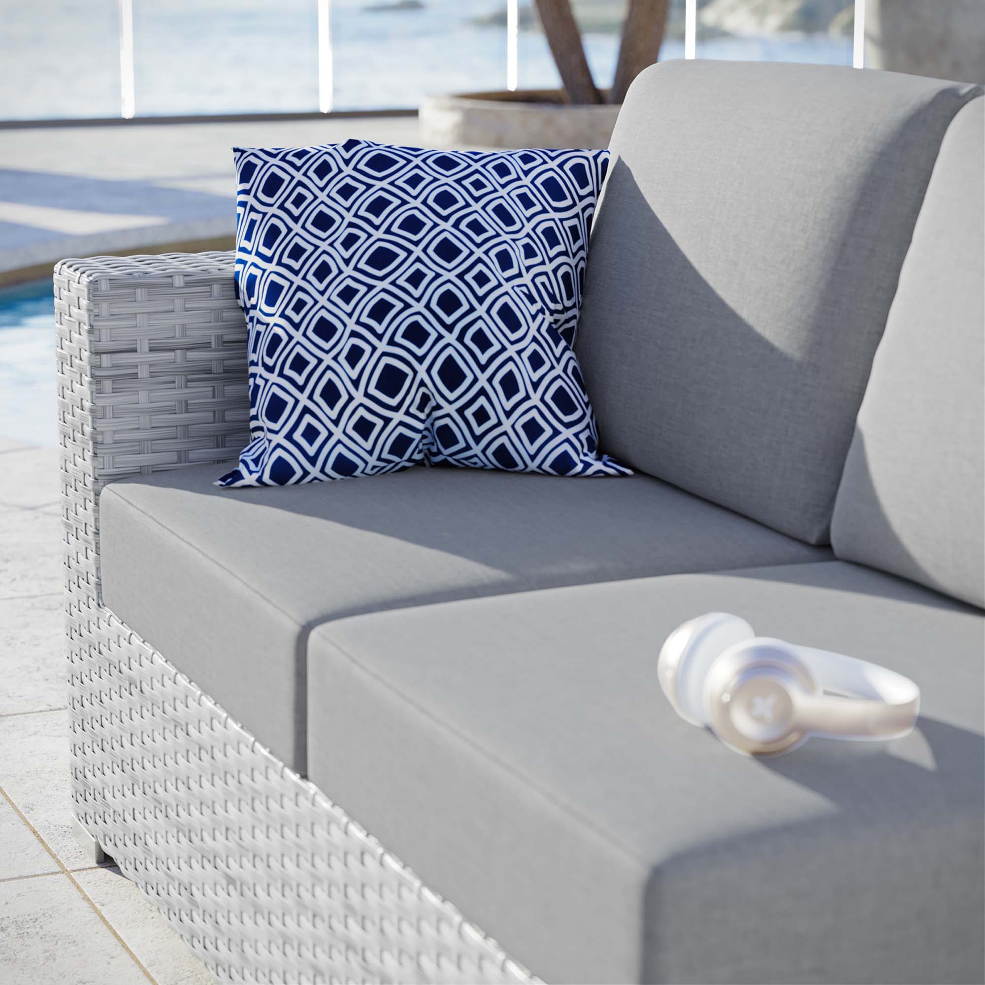 Convene Outdoor Patio Left-Arm Loveseat, Light Gray Gray