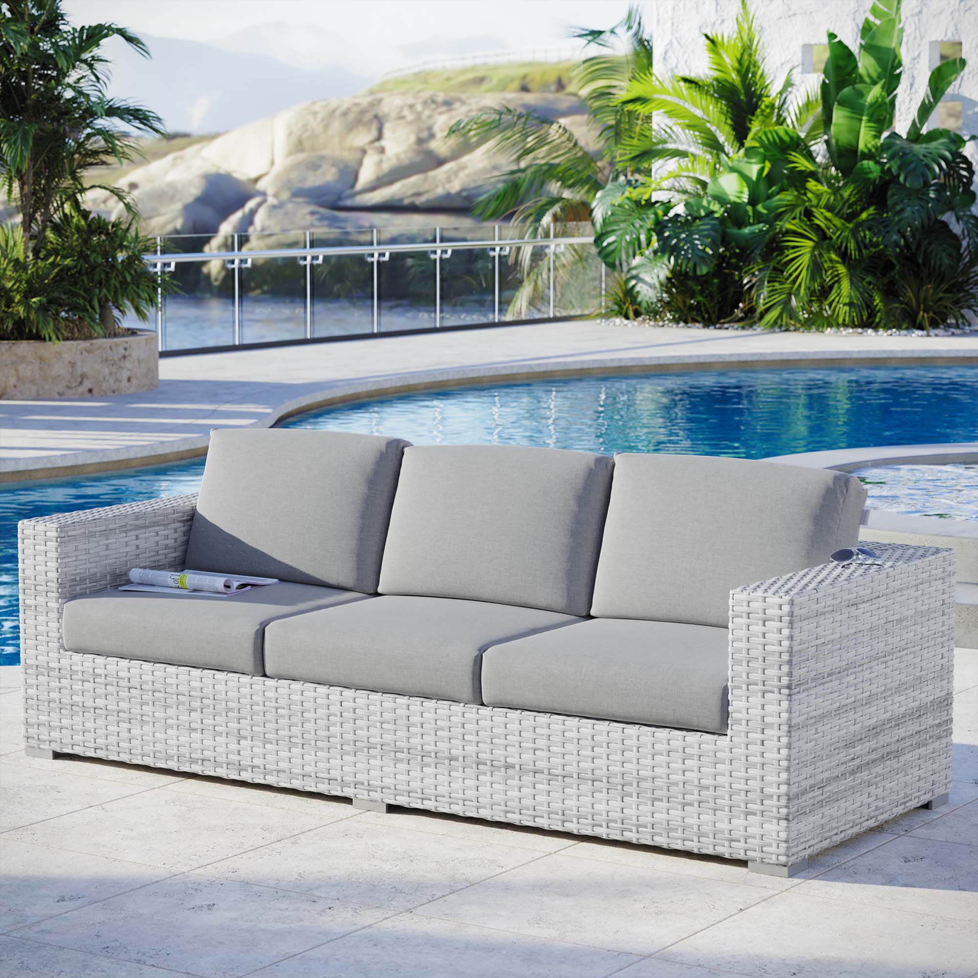 Convene Outdoor Patio Sofa, Light Gray Gray