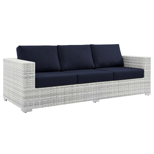 Convene Outdoor Patio Sofa, Light Gray Navy