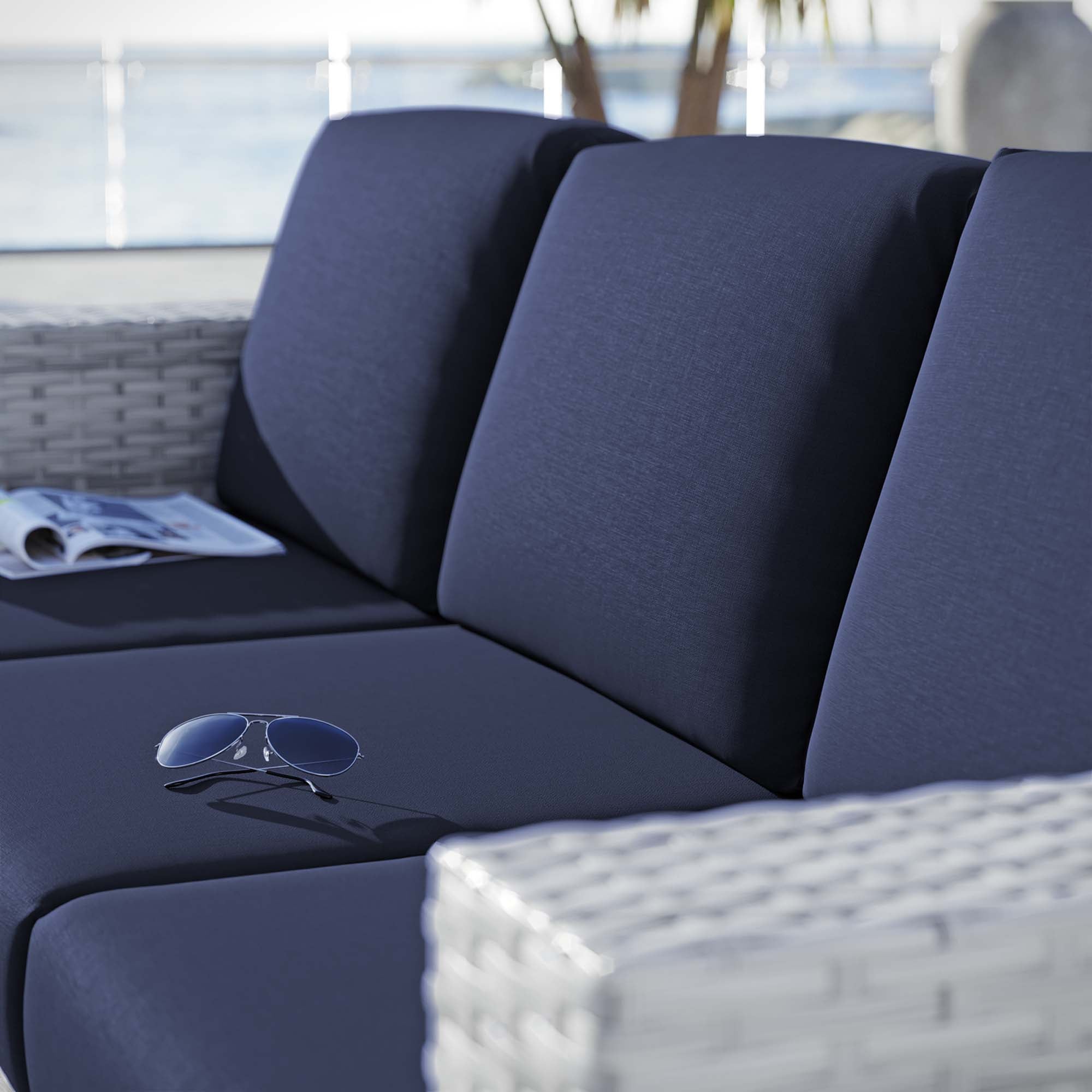 Convene Outdoor Patio Sofa, Light Gray Navy