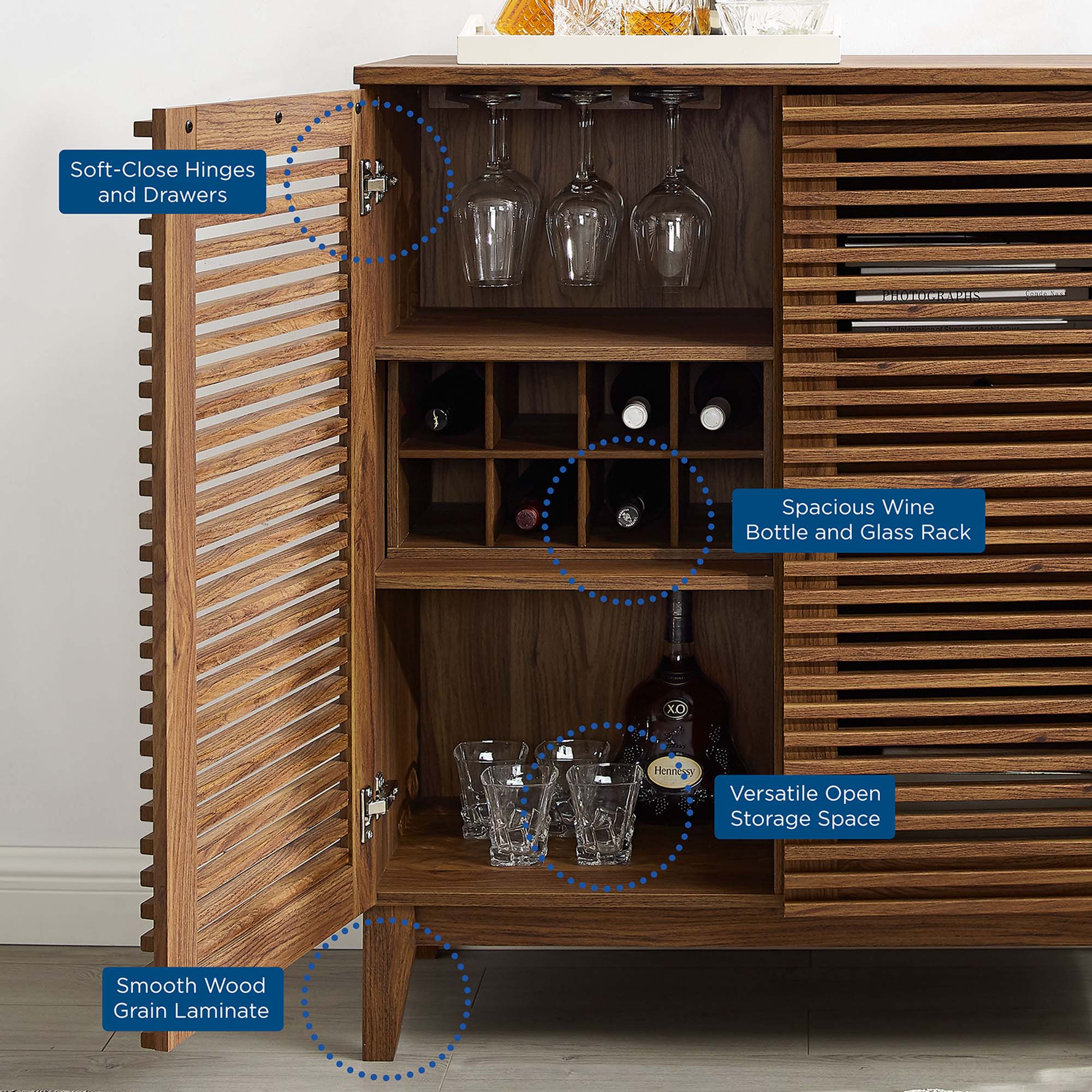 Render Bar Cabinet, Walnut