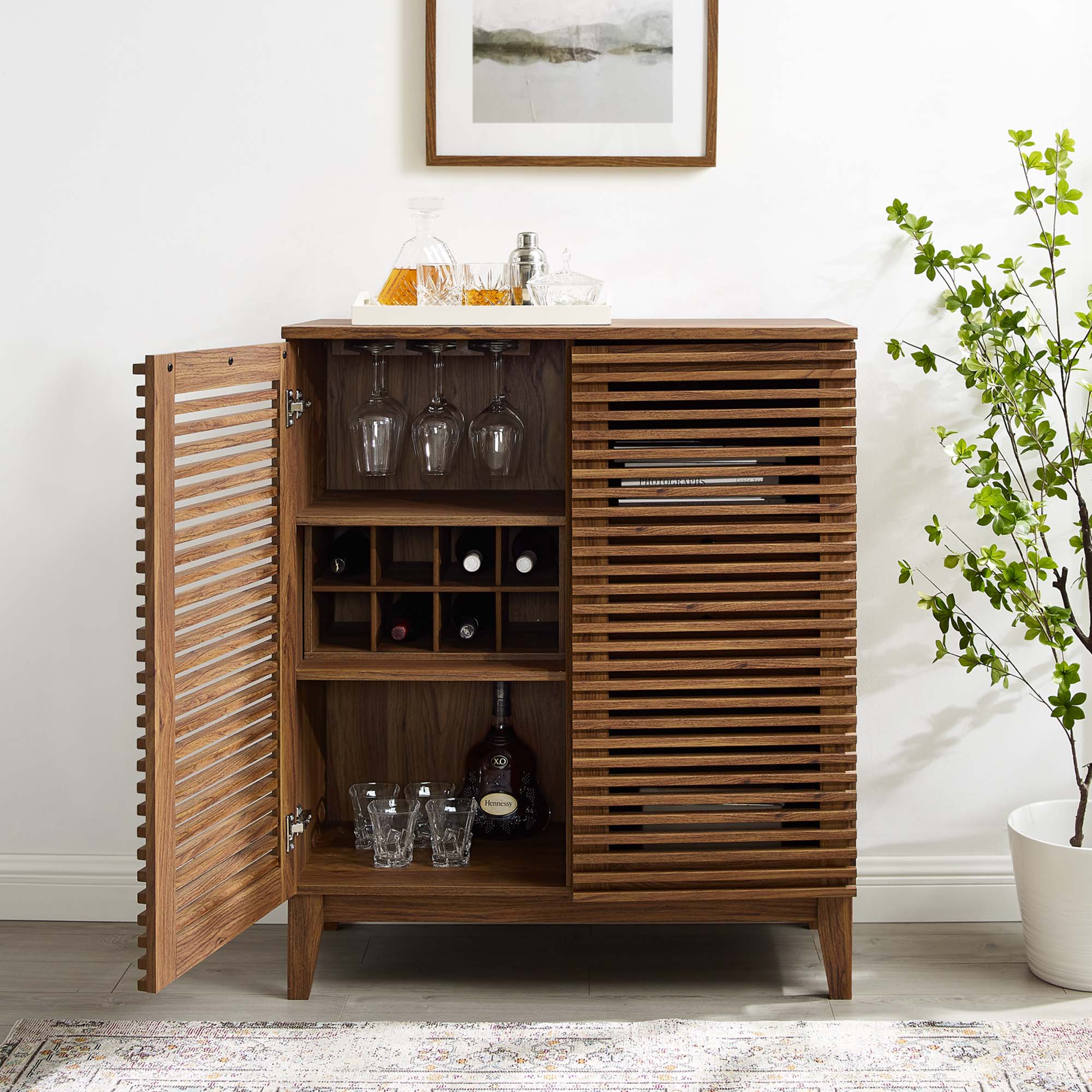 Render Bar Cabinet, Walnut