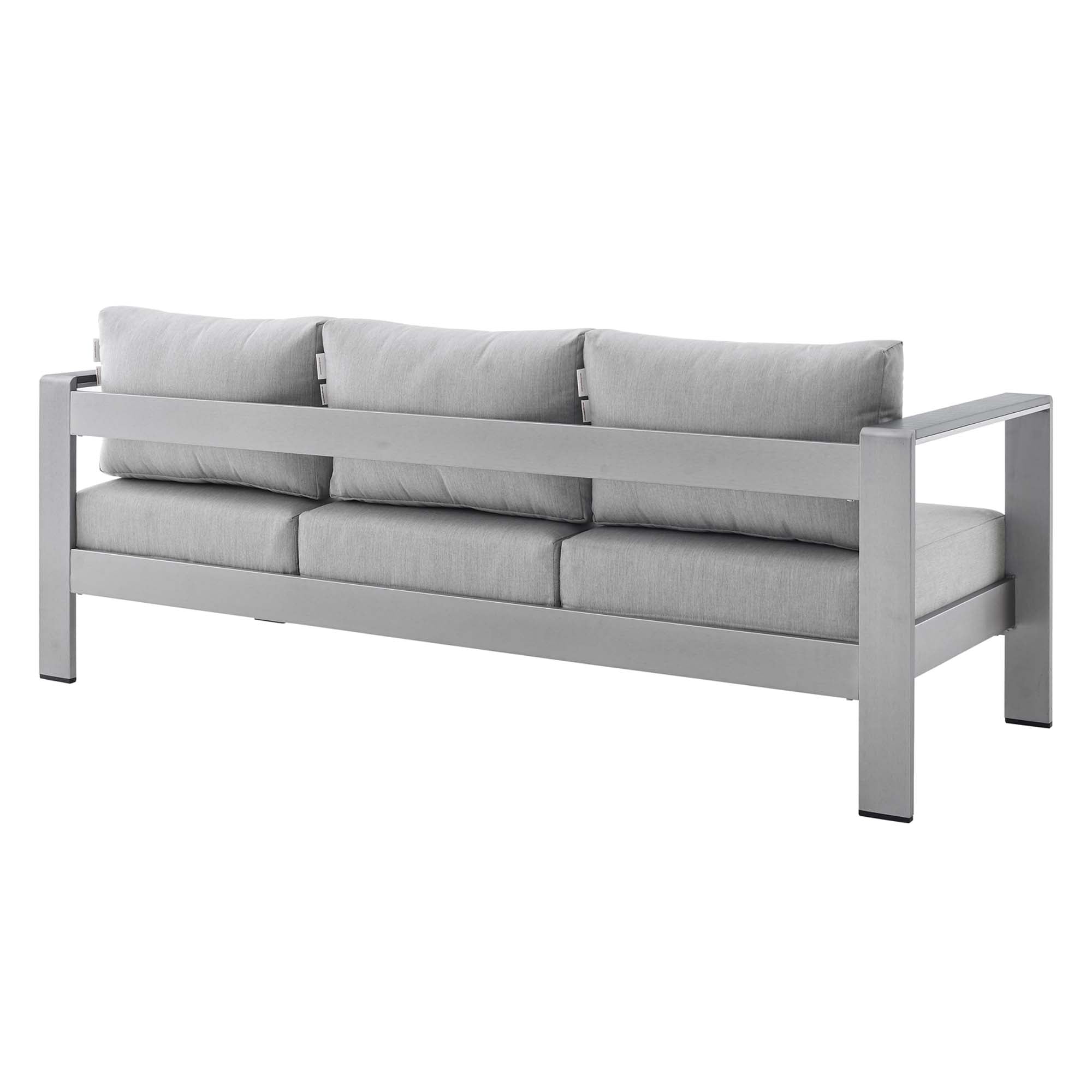 Shore 4 Piece Sunbrella® Fabric Outdoor Patio Aluminum Set, Silver Gray