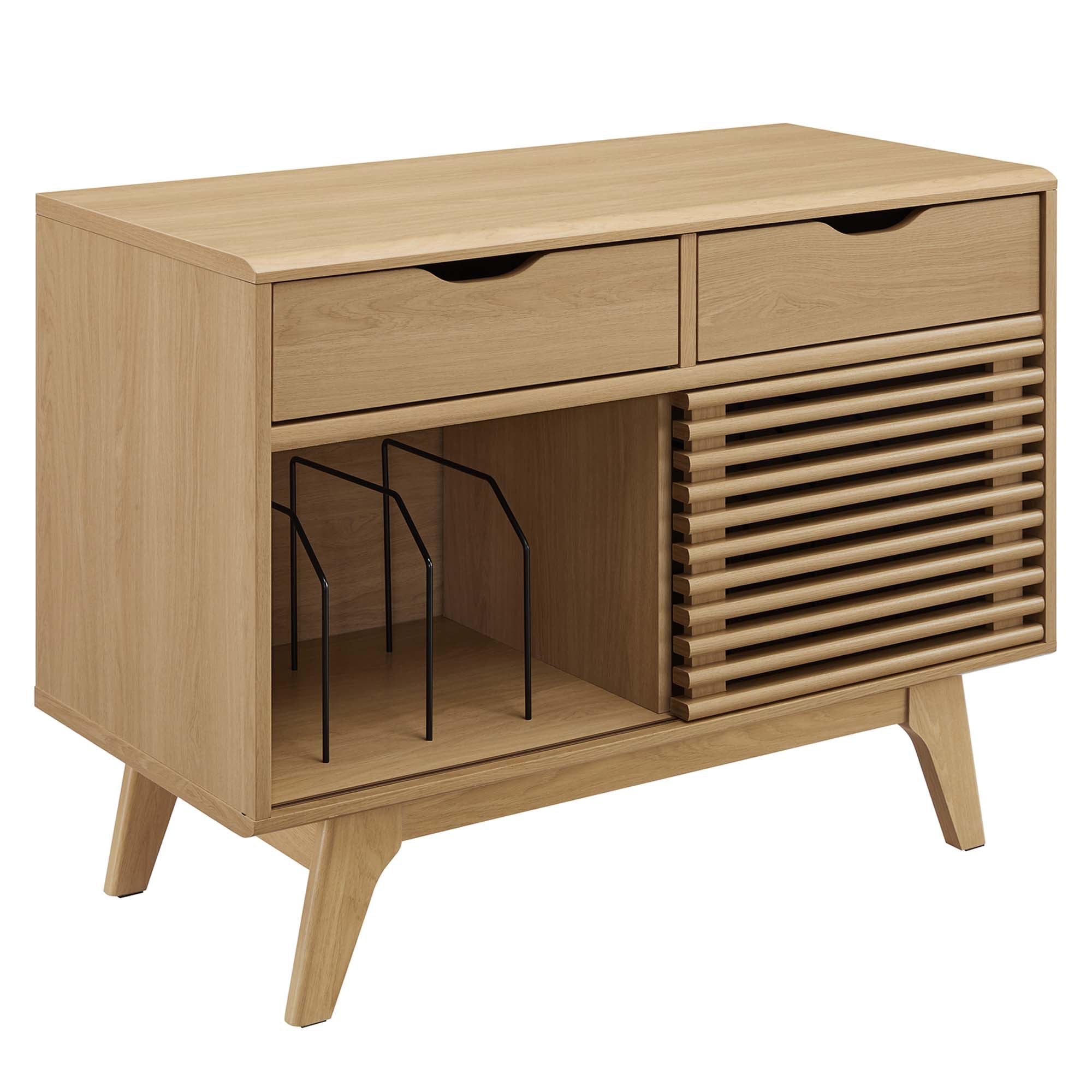 Render Vinyl Record Display Stand, Oak