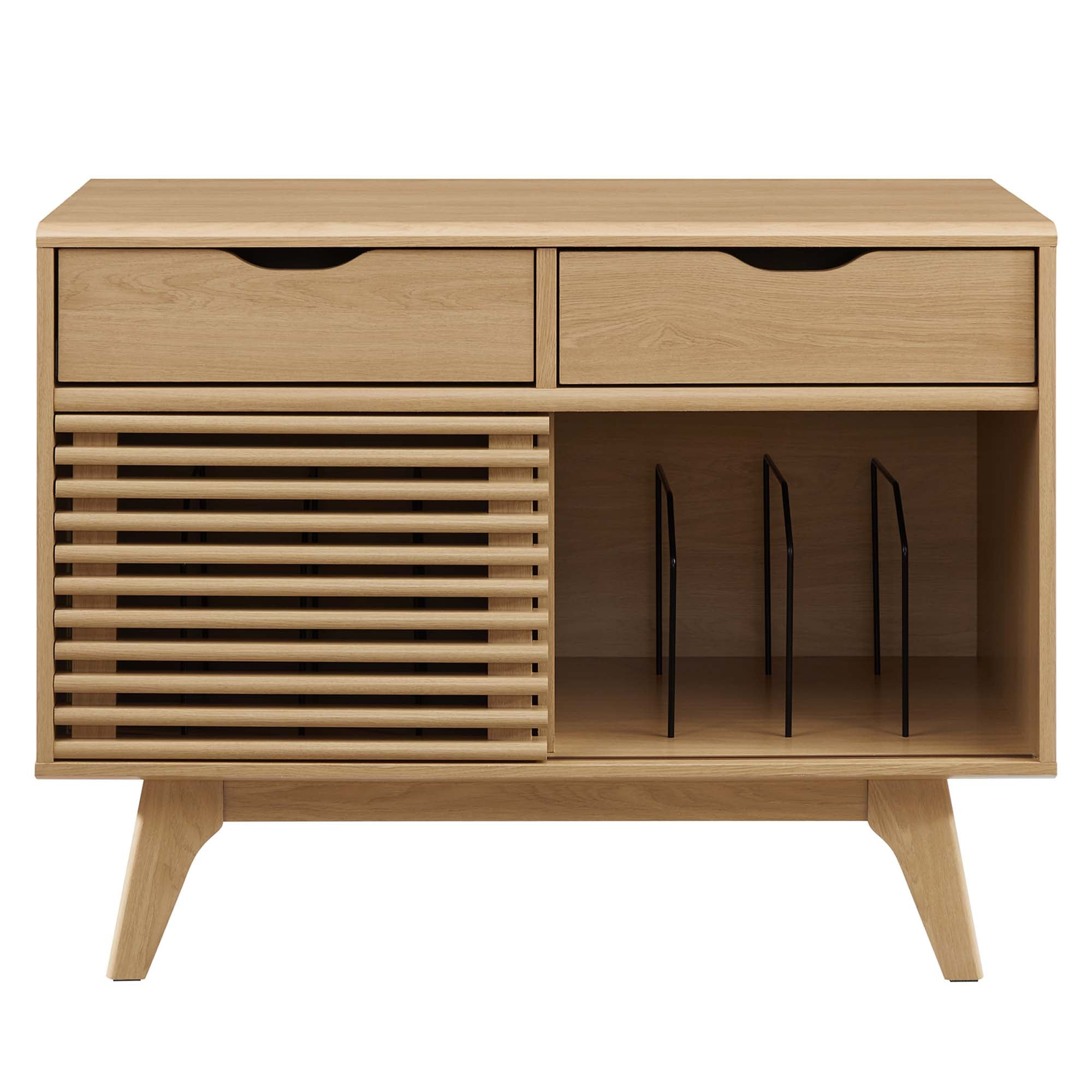 Render Vinyl Record Display Stand, Oak