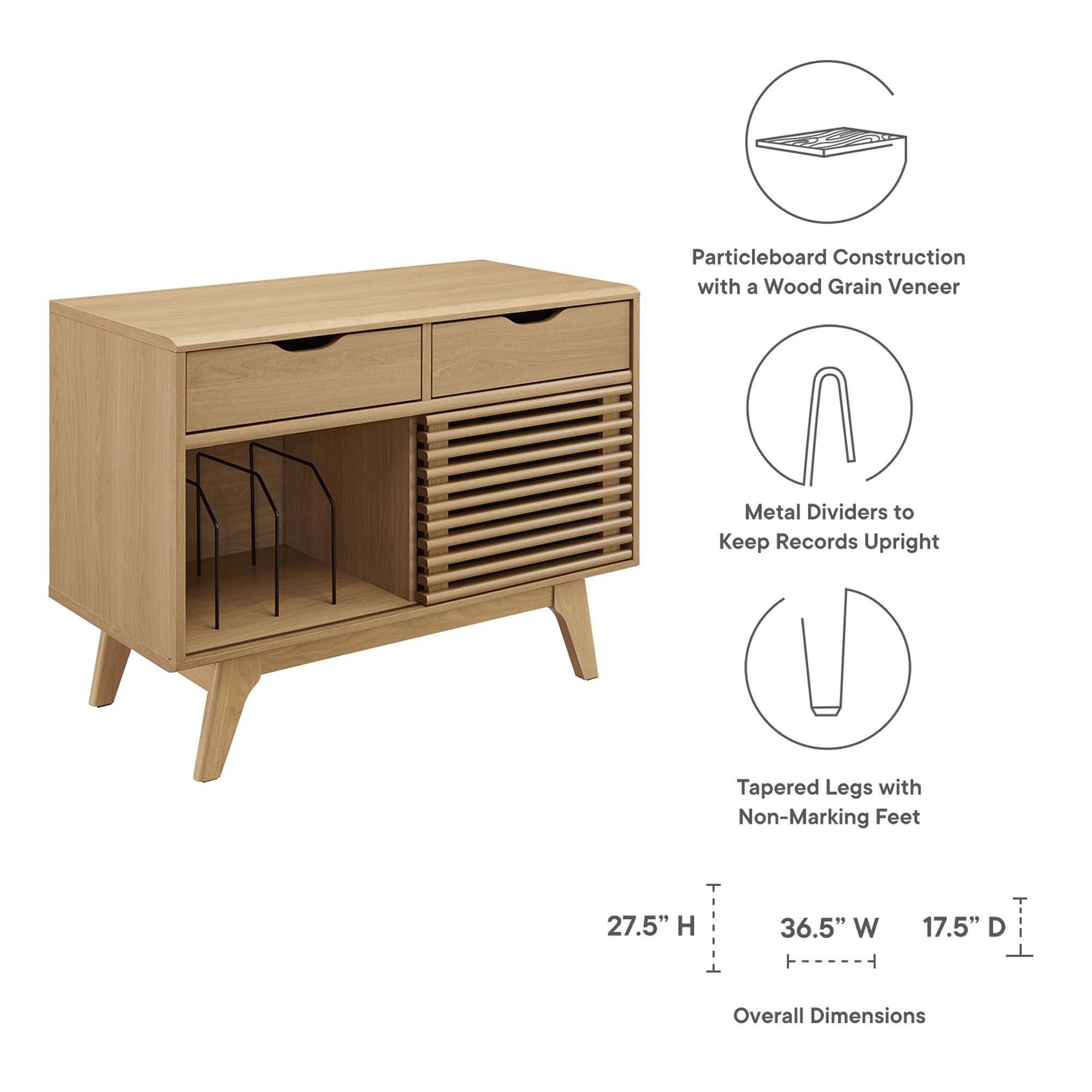 Render Vinyl Record Display Stand, Oak