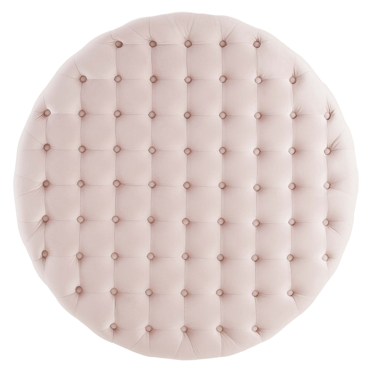 Ensconce Tufted Performance Velvet Round Ottoman, Pink
