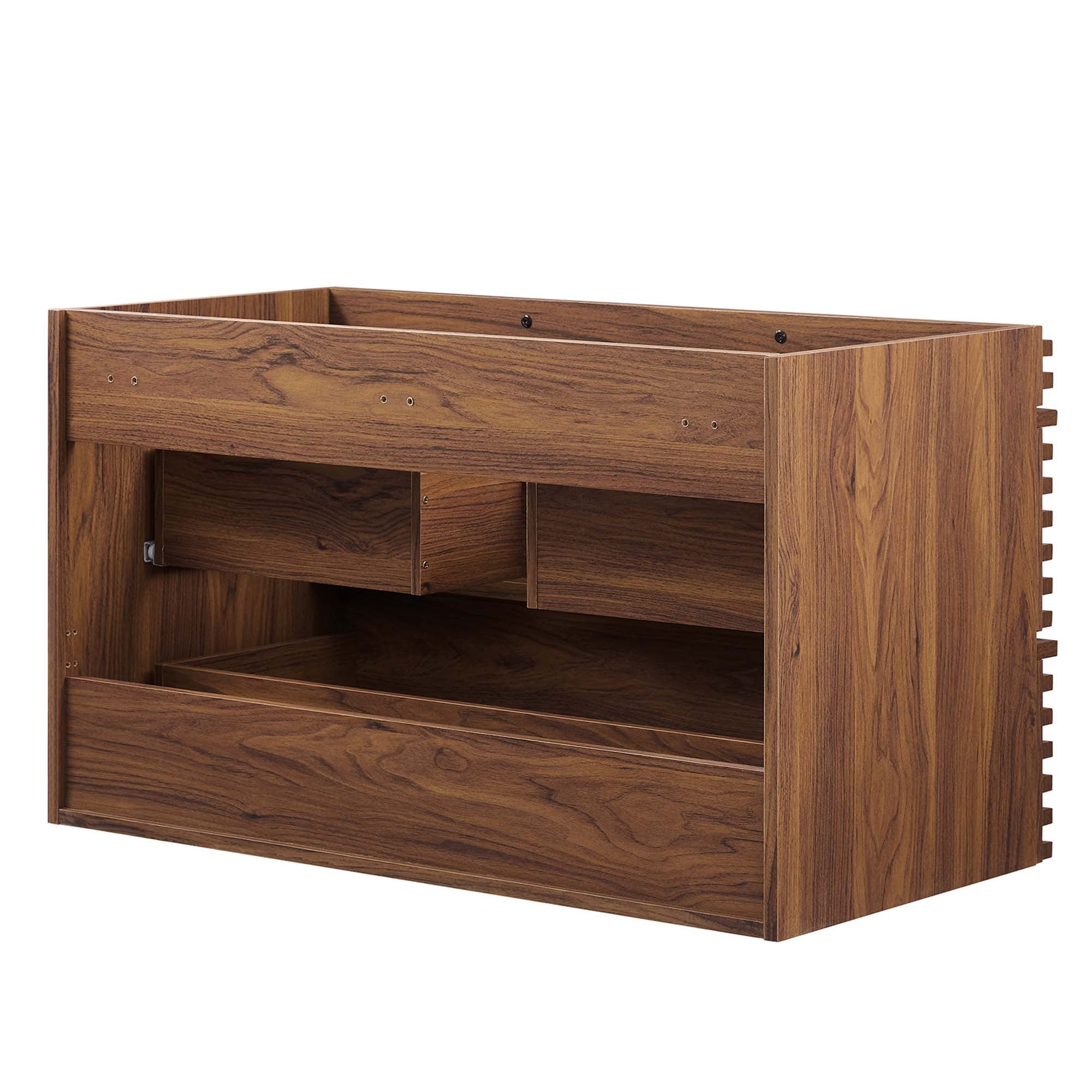 Render 36" Wall-Mount Bathroom Vanity Cabinet (Sink Basin Not Included), Walnut