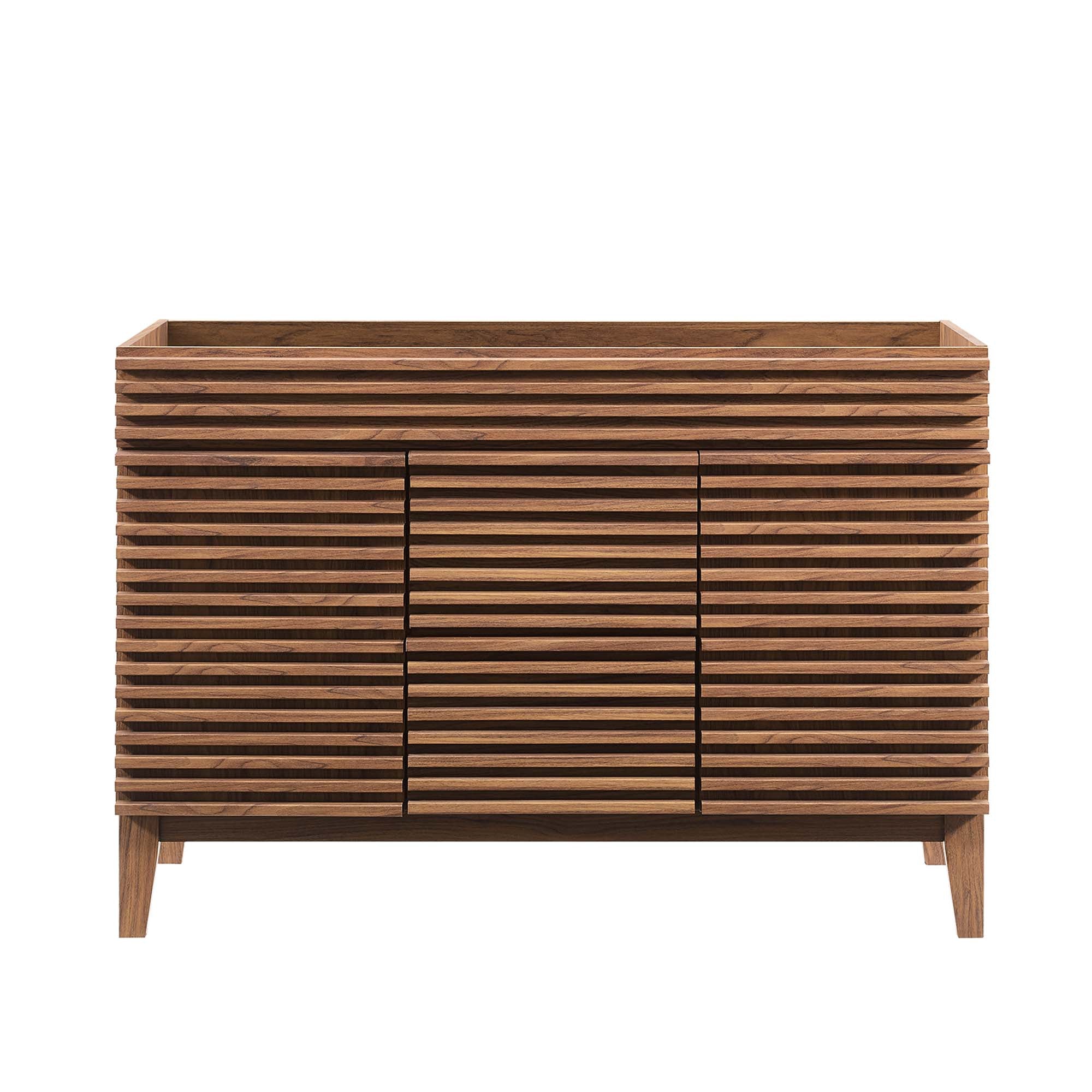 Render 48" Double Sink Compatible (Not Included) Bathroom Vanity Cabinet, Walnut