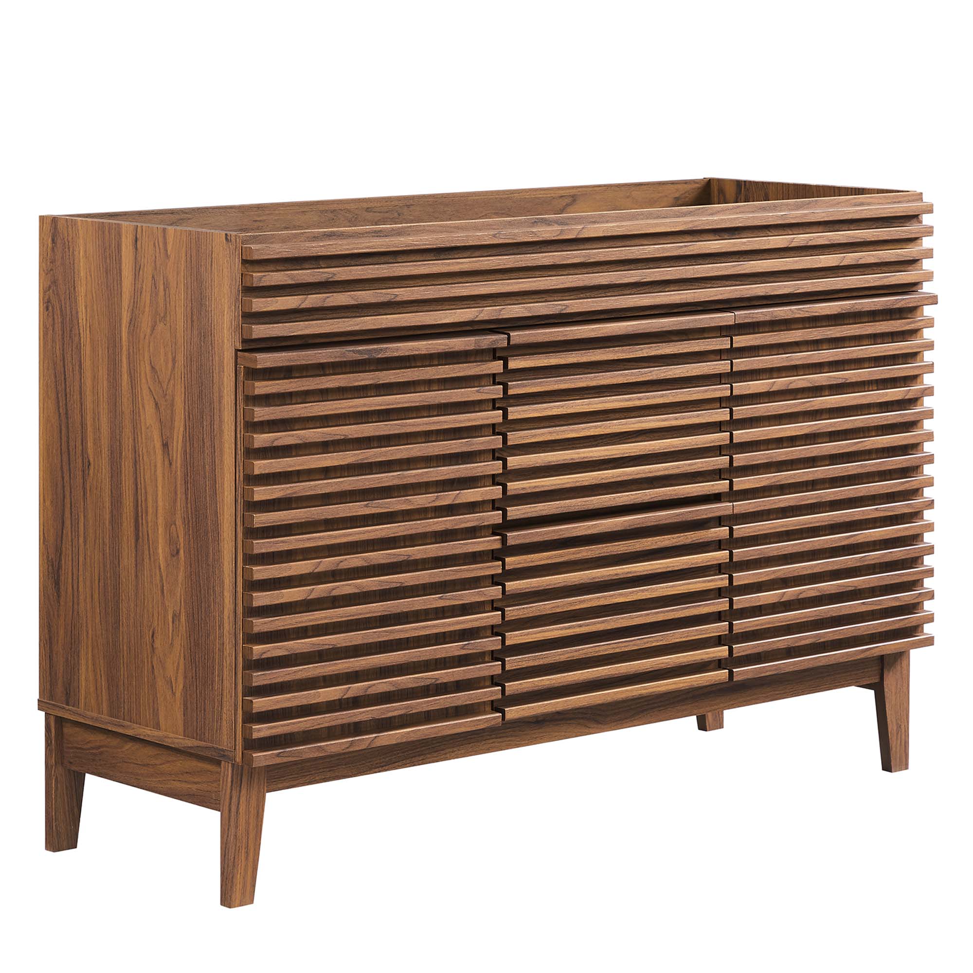 Render 48" Double Sink Compatible (Not Included) Bathroom Vanity Cabinet, Walnut